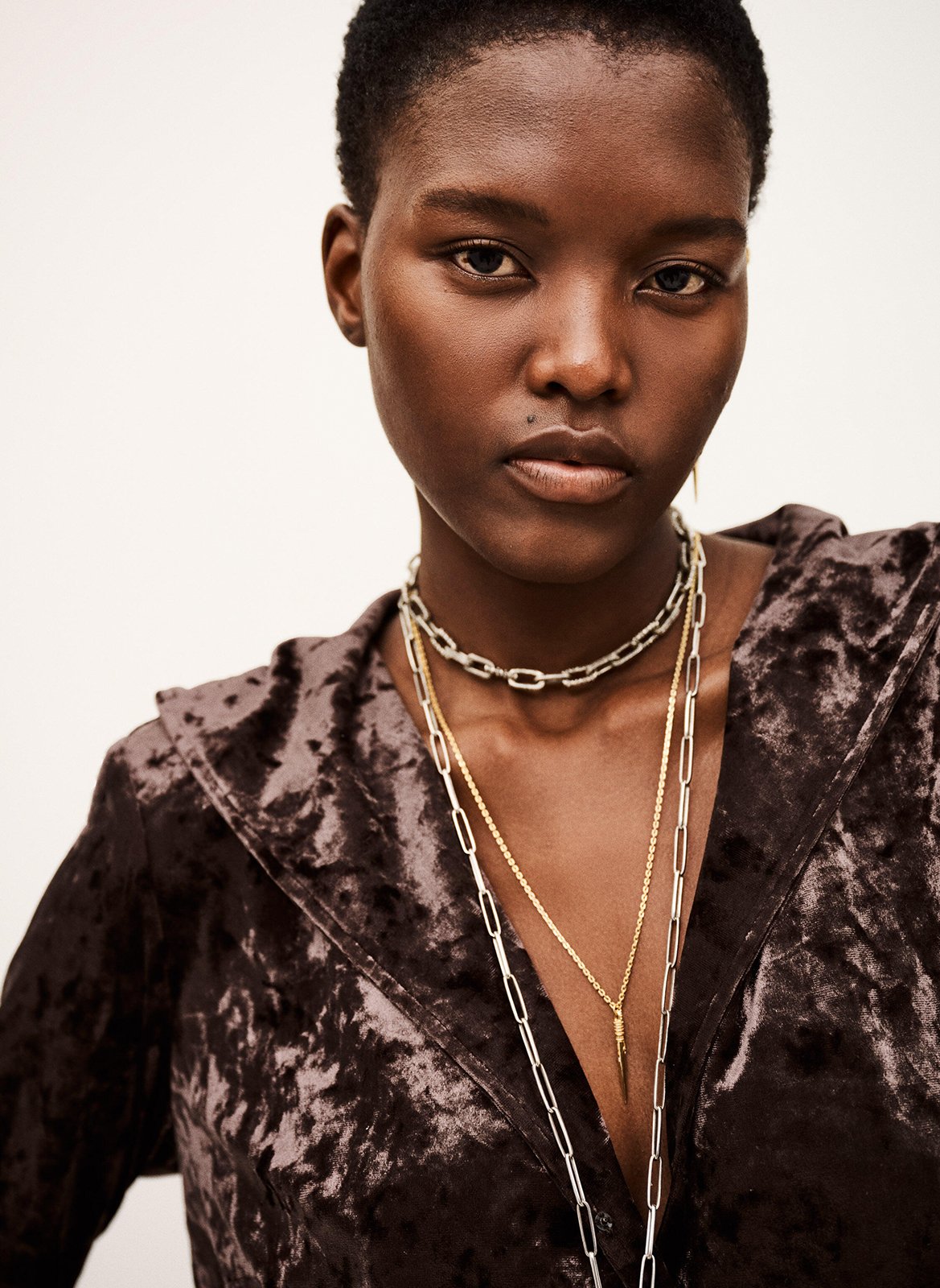 Body à capuche en velours imprimé BA&SH Noir