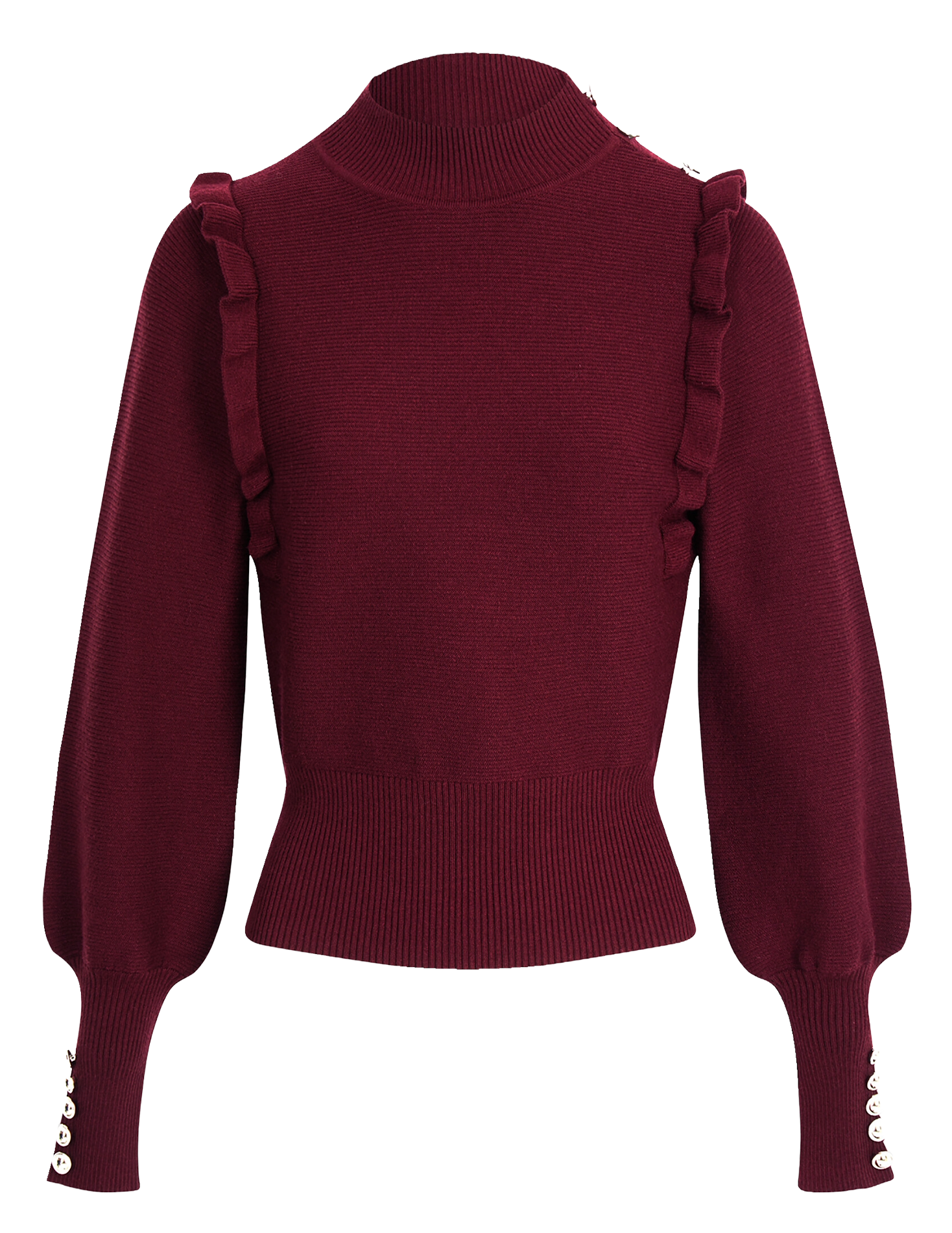 Pull cintré à volants et boutons MORGAN Violet