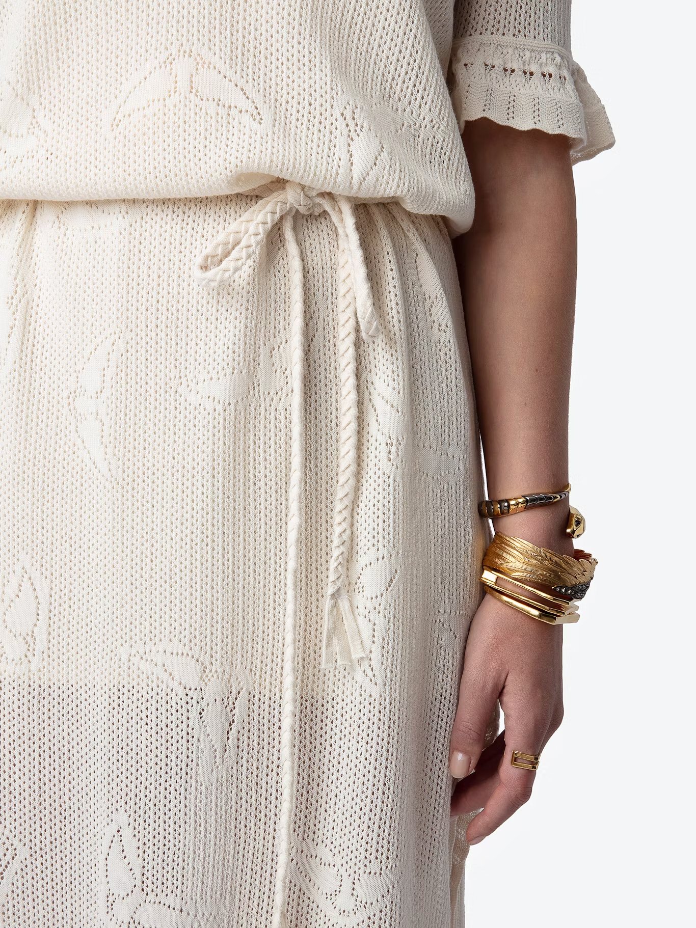 Robe longue en maille pointelle de coton bio ZADIG&VOLTAIRE Blanc