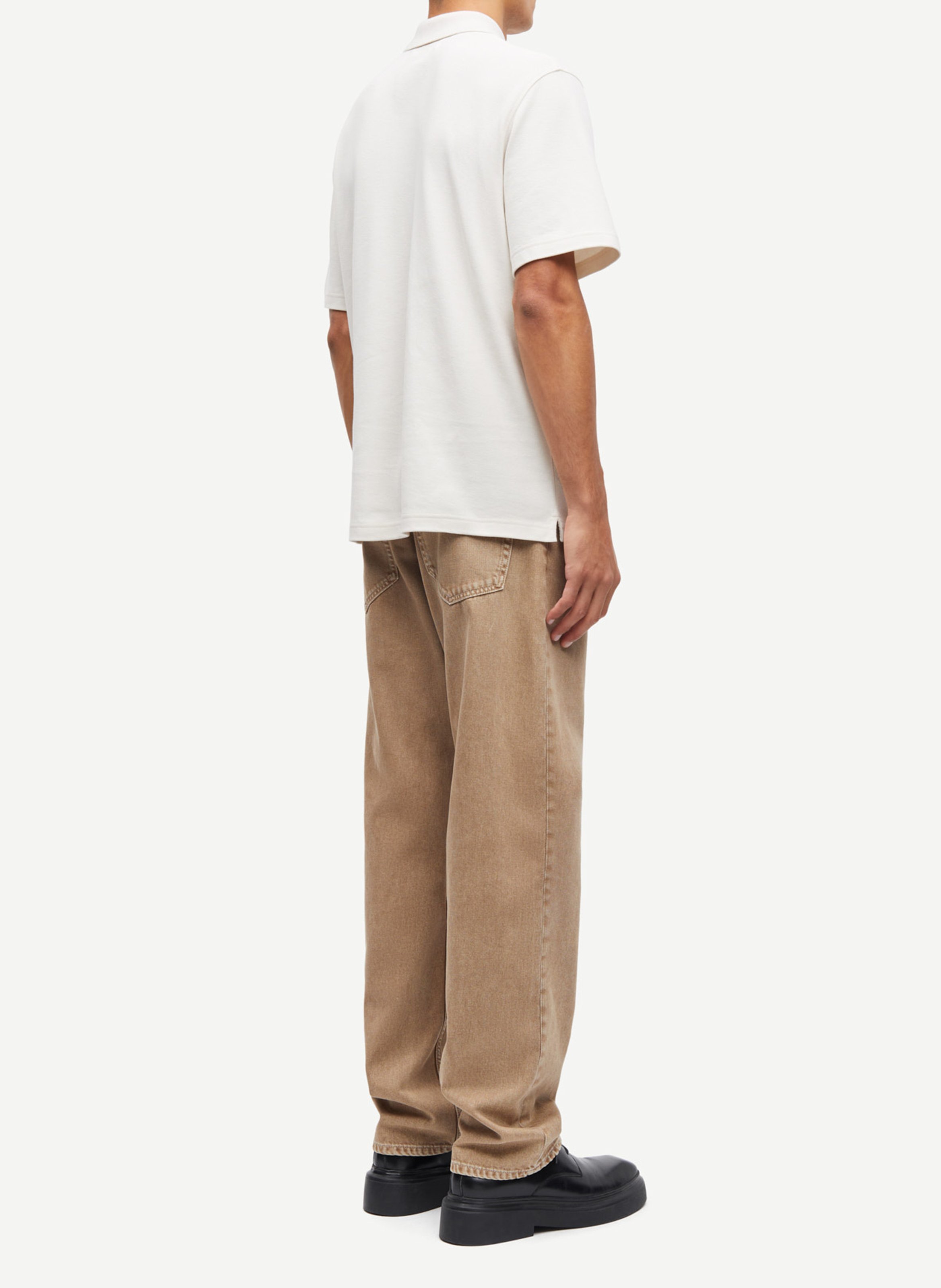 Top with polo collar in blended organic cotton SAMSOE SAMSOE White