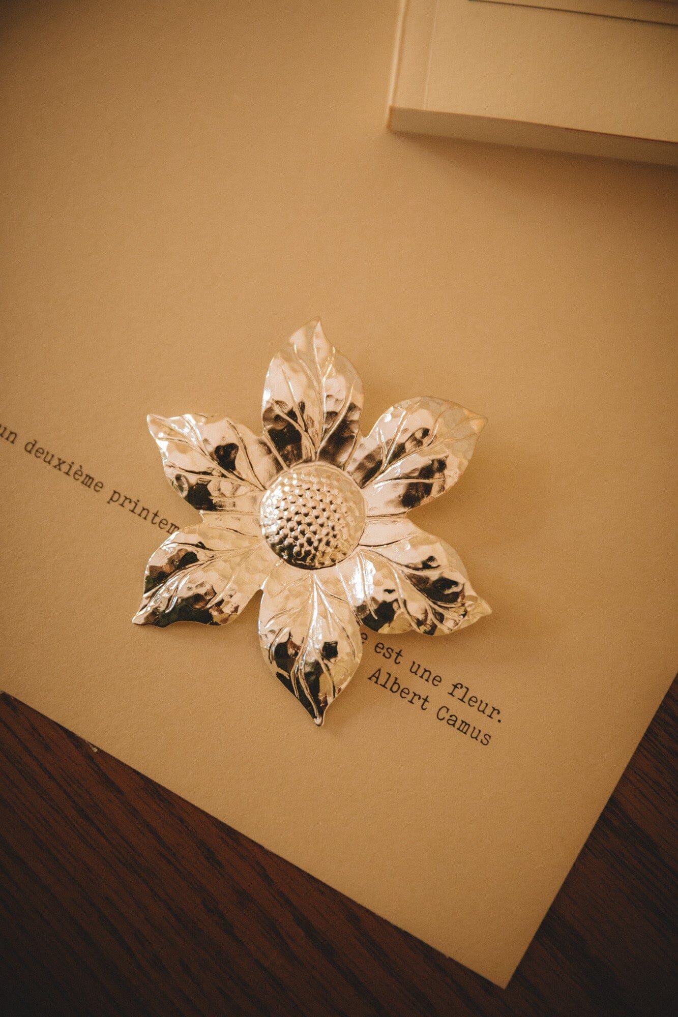 HESPÉRIS - fine gold-plated flower brooch MONSIEUR SIMONE Silver