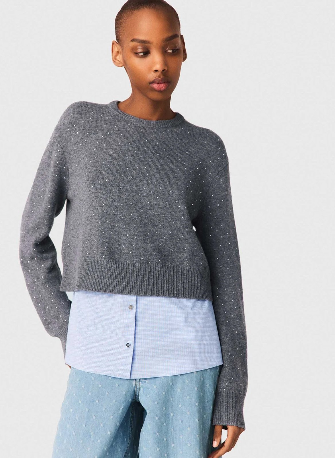 Straight 3-in-1 wool blend sweater MAJE Grey