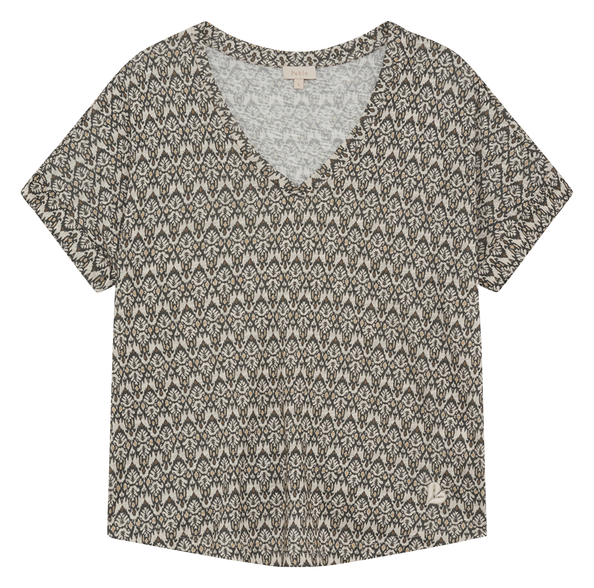 Baumwoll-T-Shirt mit U-Boot-Ausschnitt PABLO Beige