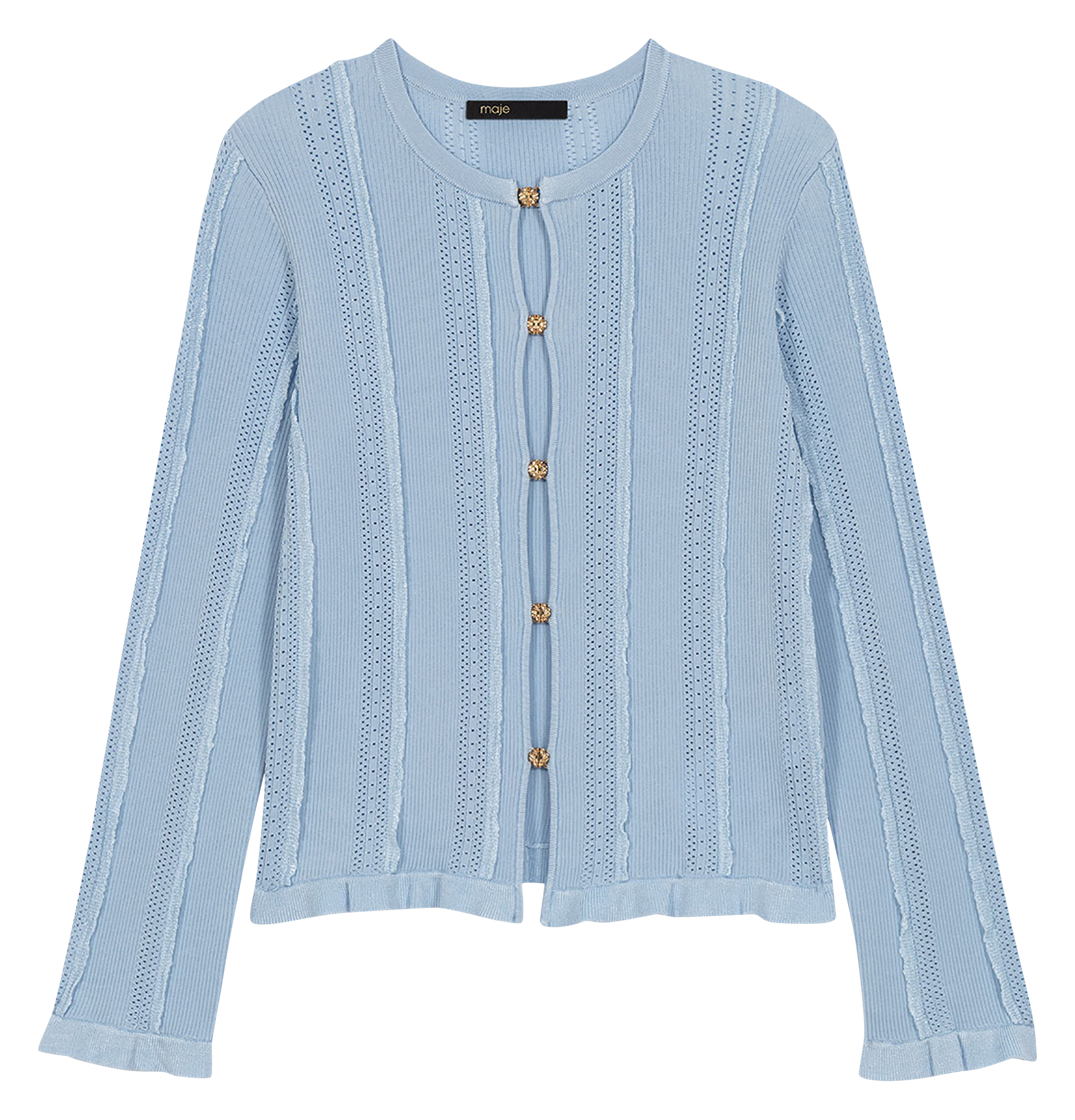 Cardigan 2-en-1 droit texturé MAJE Bleu