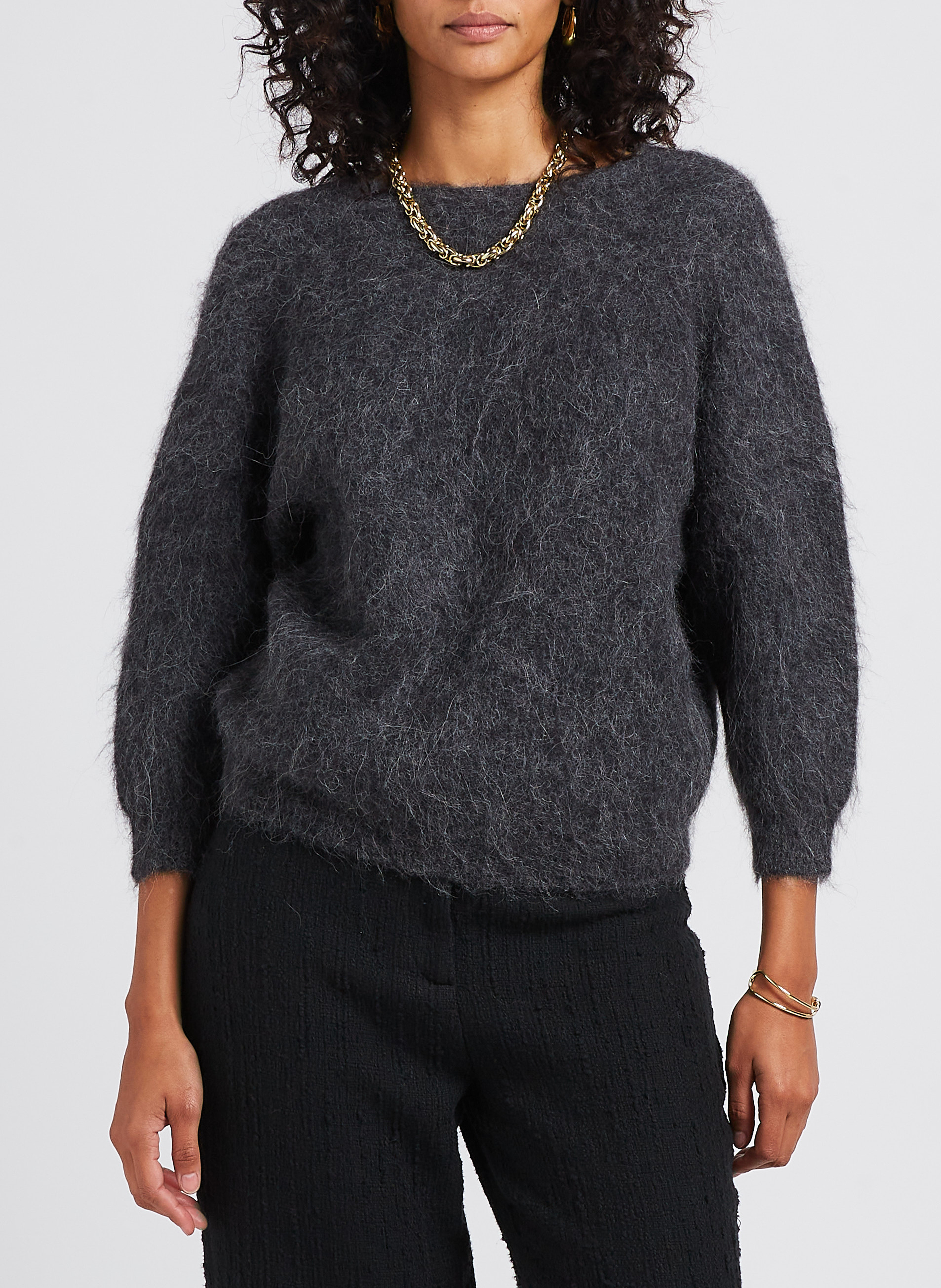 Pull col V en laine mélangé BA&SH Noir