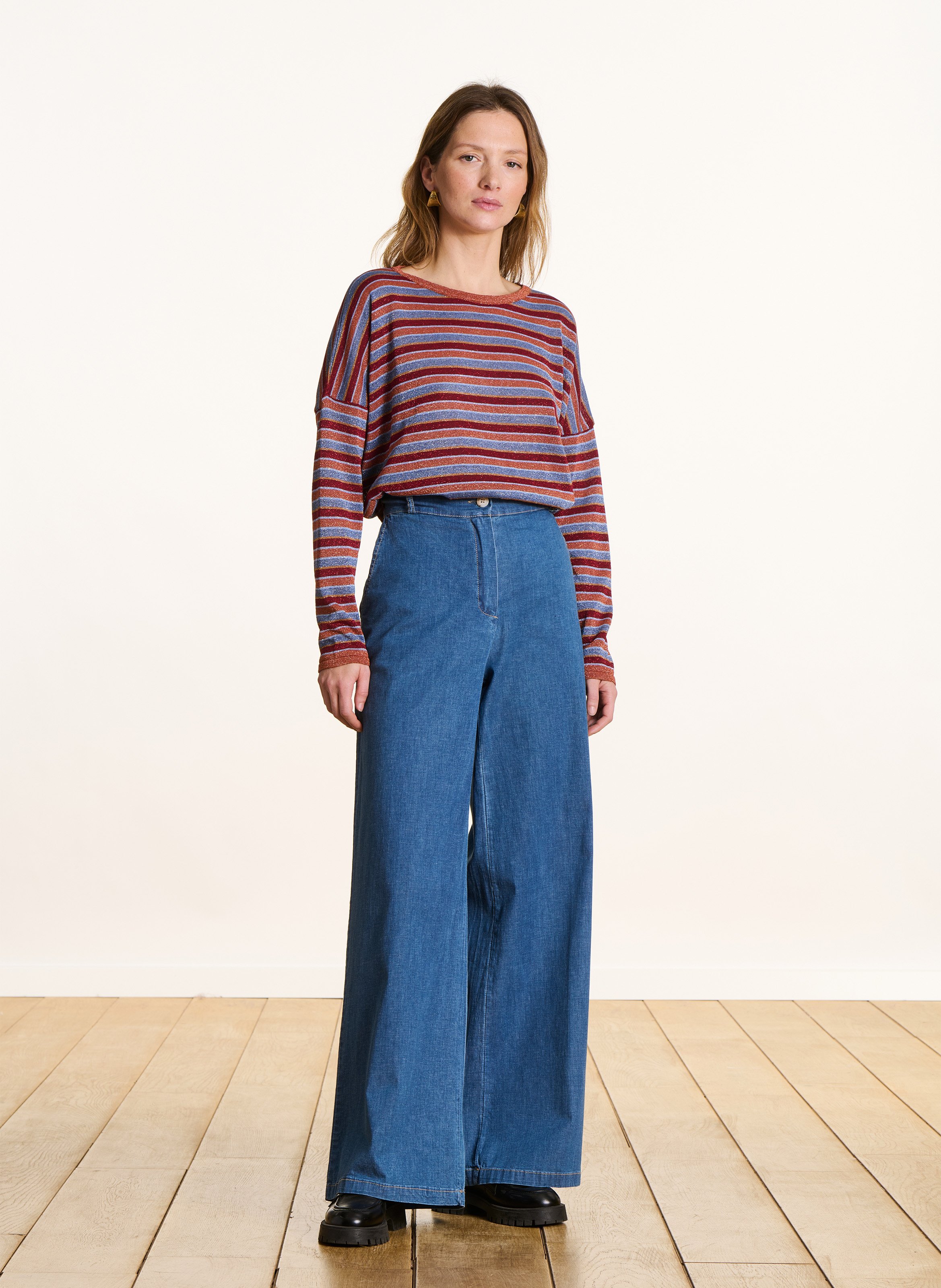 Pull col rond à rayures LA FEE MARABOUTEE Multicolore