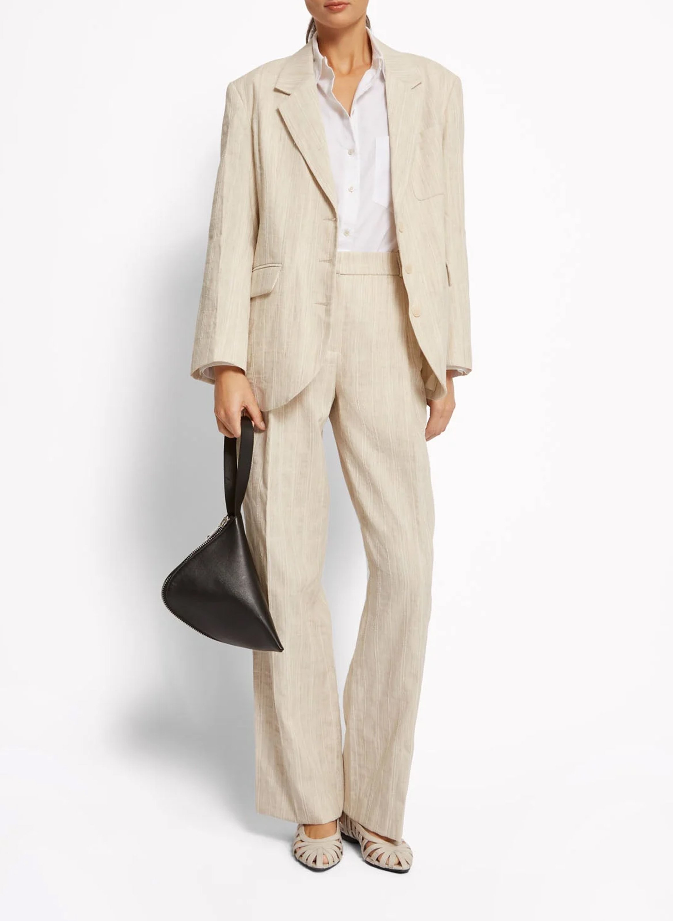 Gerade geschnittener Streifenanzugmantel ROSEANNA Beige