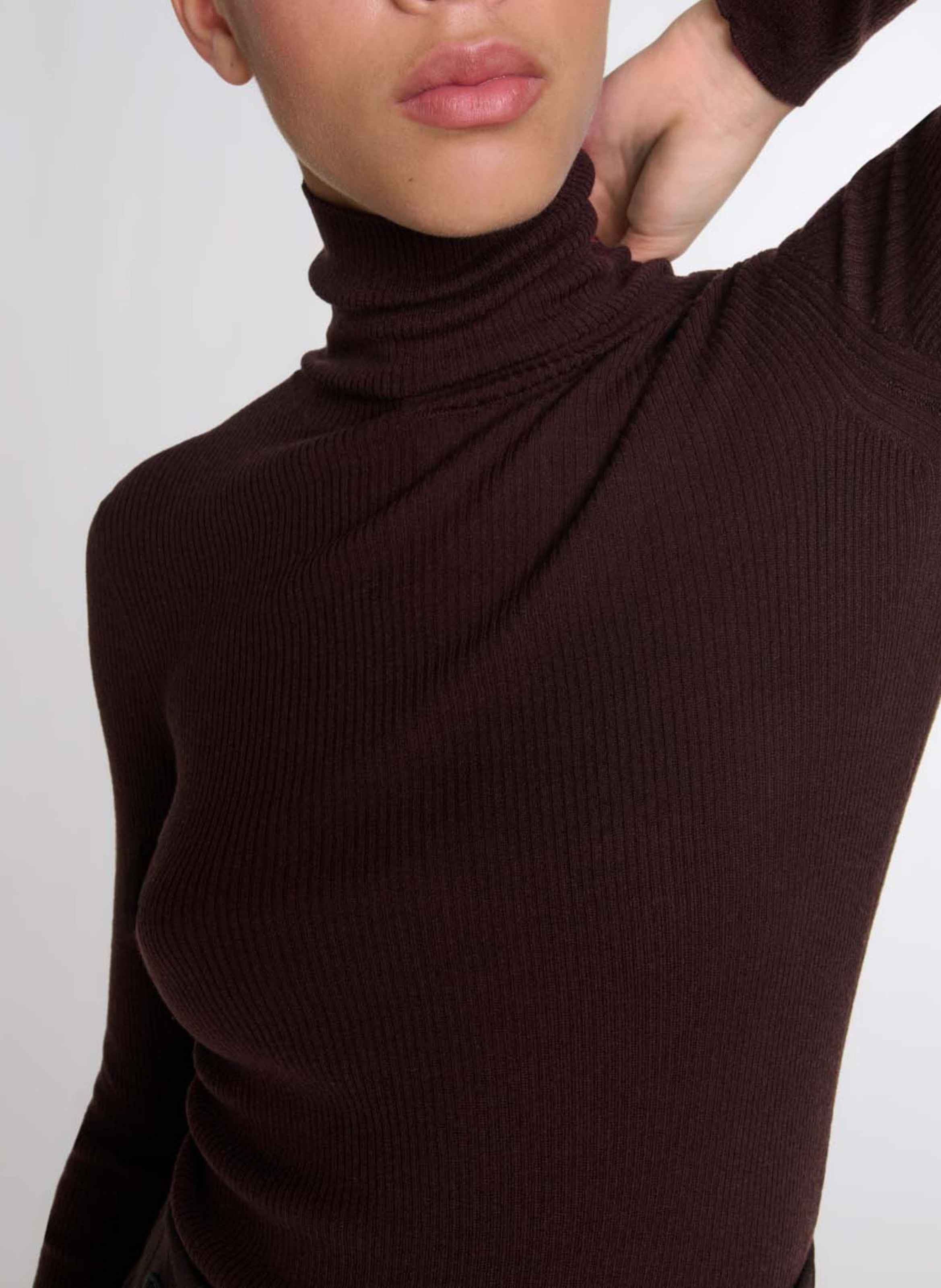 High-neck wool sweater MAJE Brown