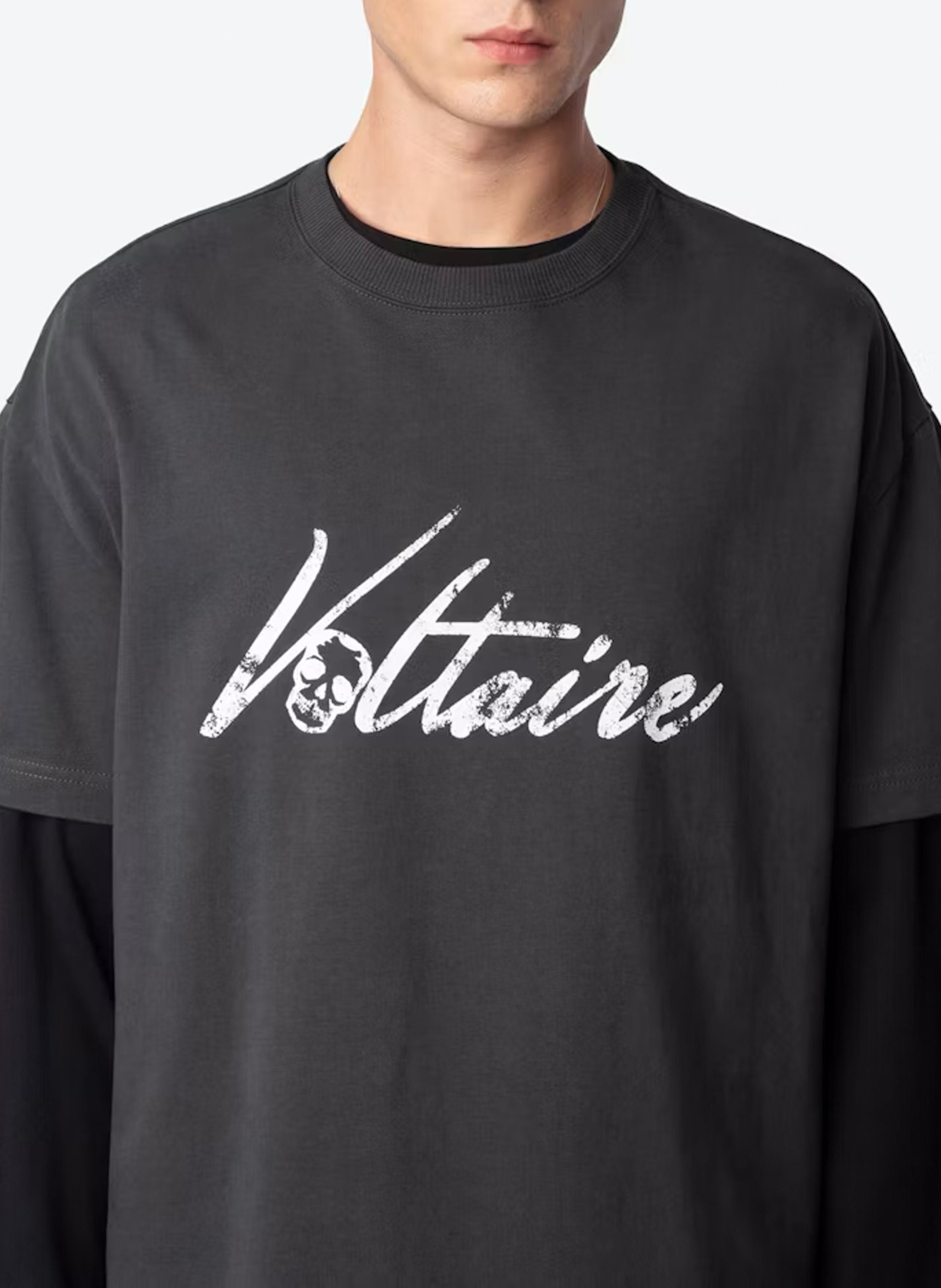 Oversize T-Shirt mit Bio-Baumwolle und Print ZADIG&VOLTAIRE Grau