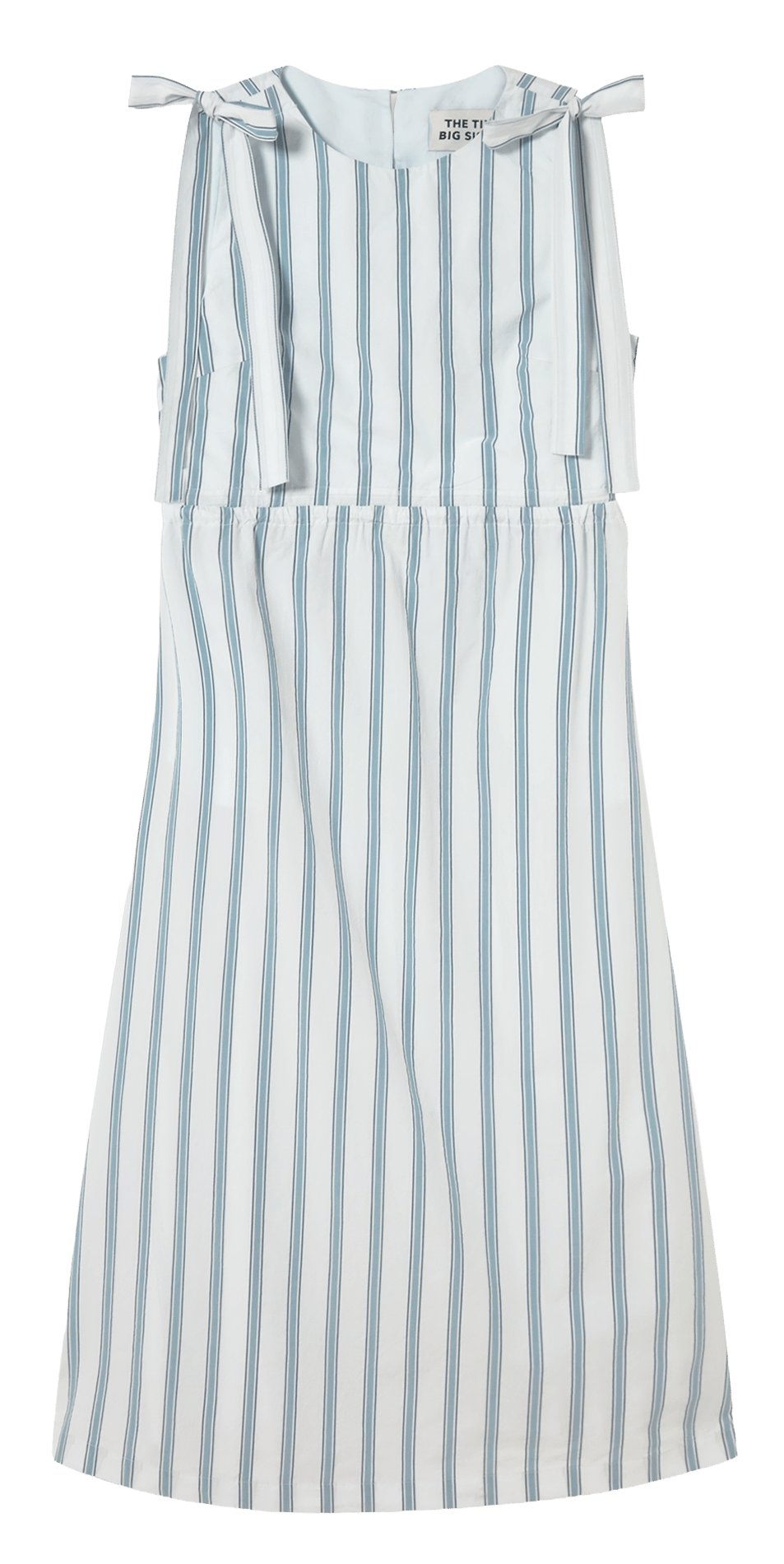 Kurzes Kleid mit Rundhalsausschnitt aus gestreifter Baumwolle THE TINY BIG SISTER Blau