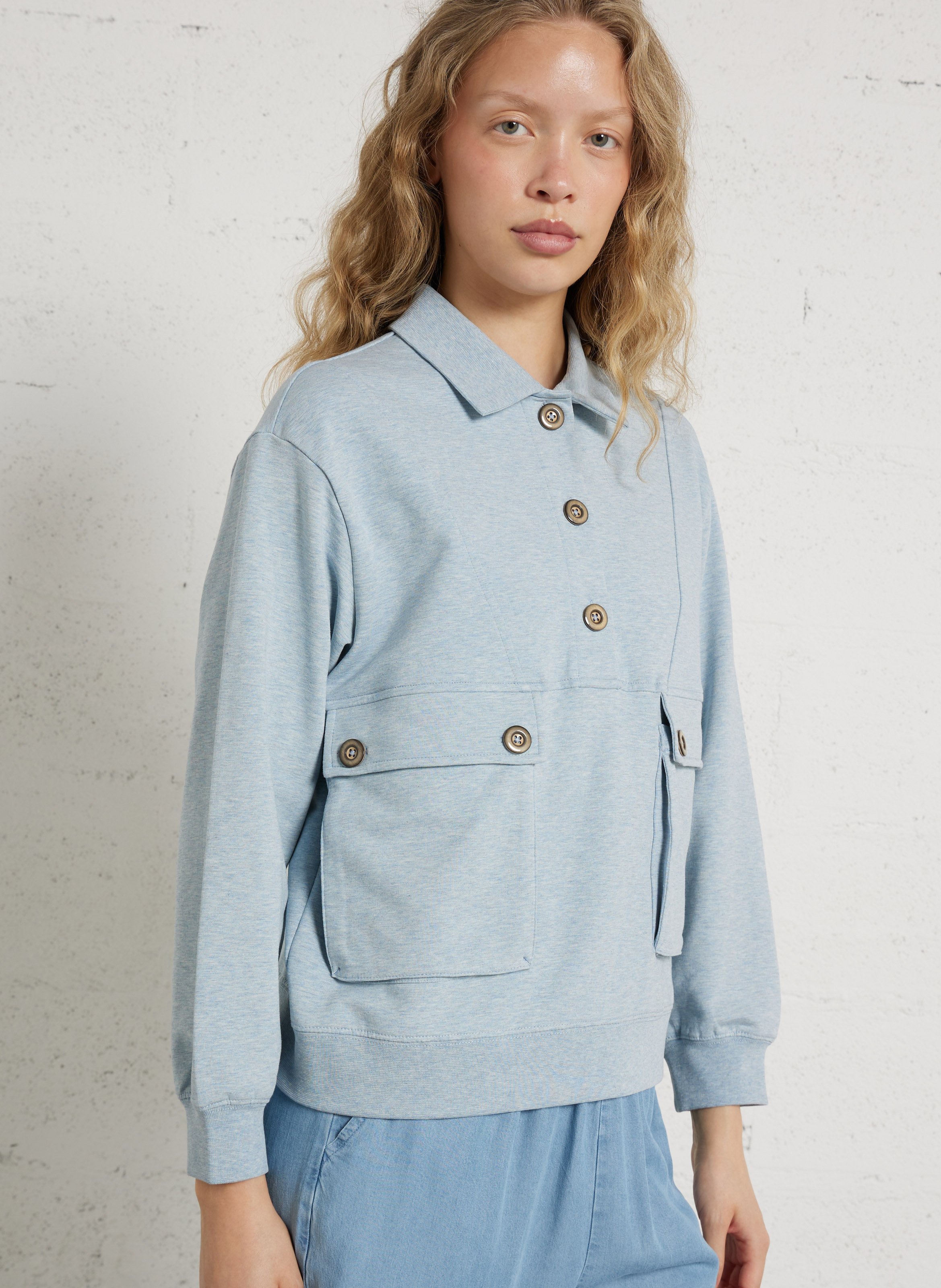 Polo collar sweatshirt in blended cotton MAISON 123