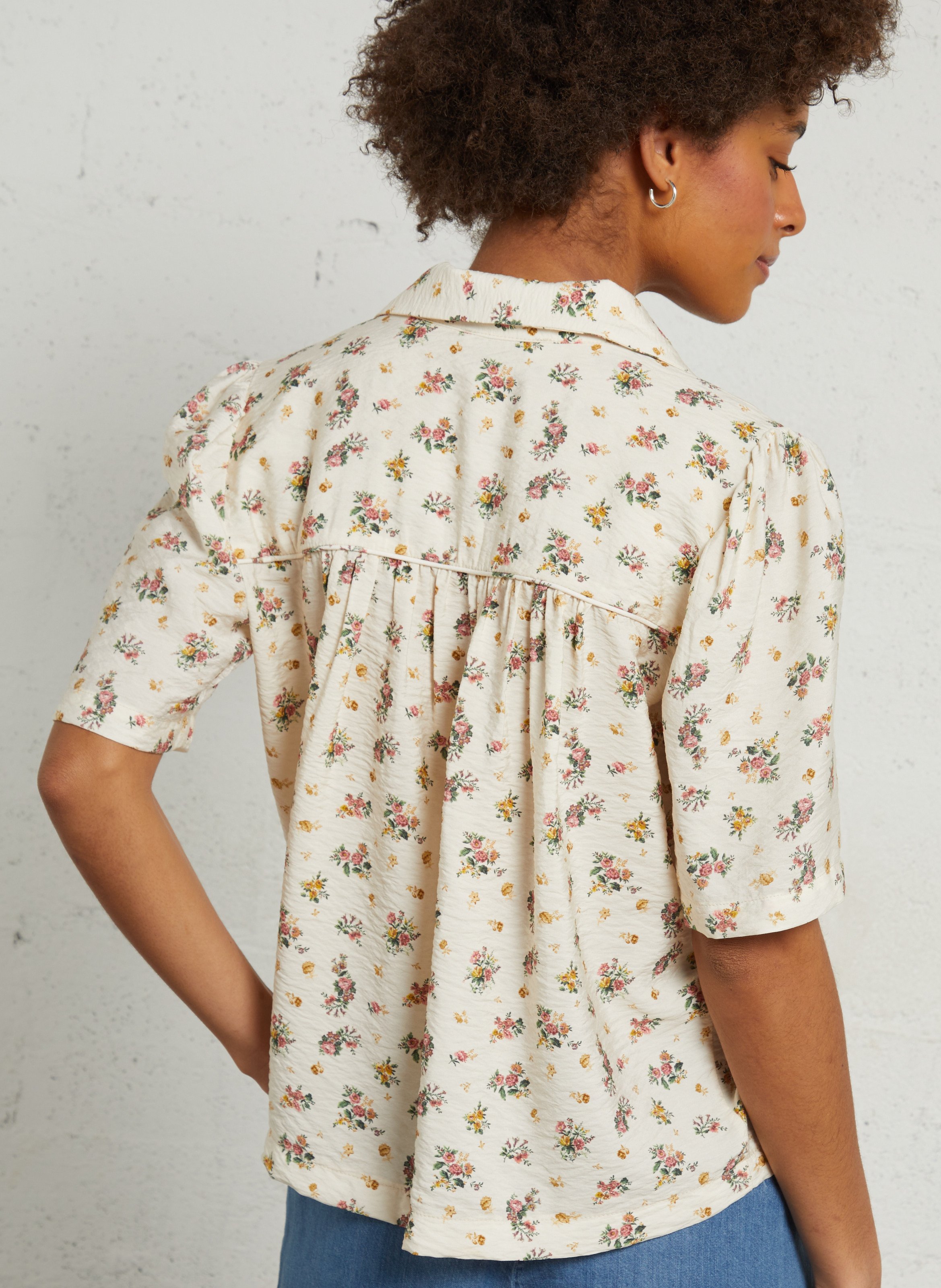 Bedrucktes Hemd mit umgeklapptem Kragen EMILE ET IDA Beige