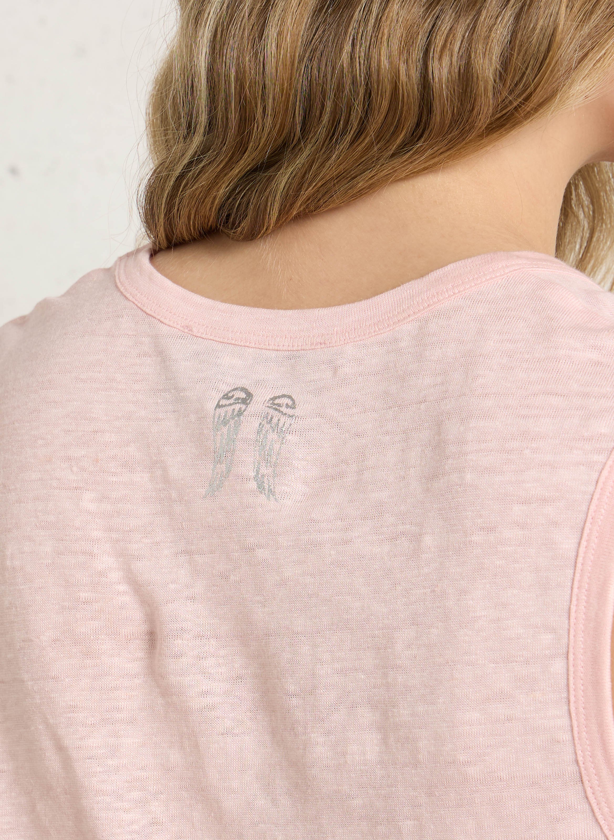 Débardeur droit col rond en lin  BERENICE Rose