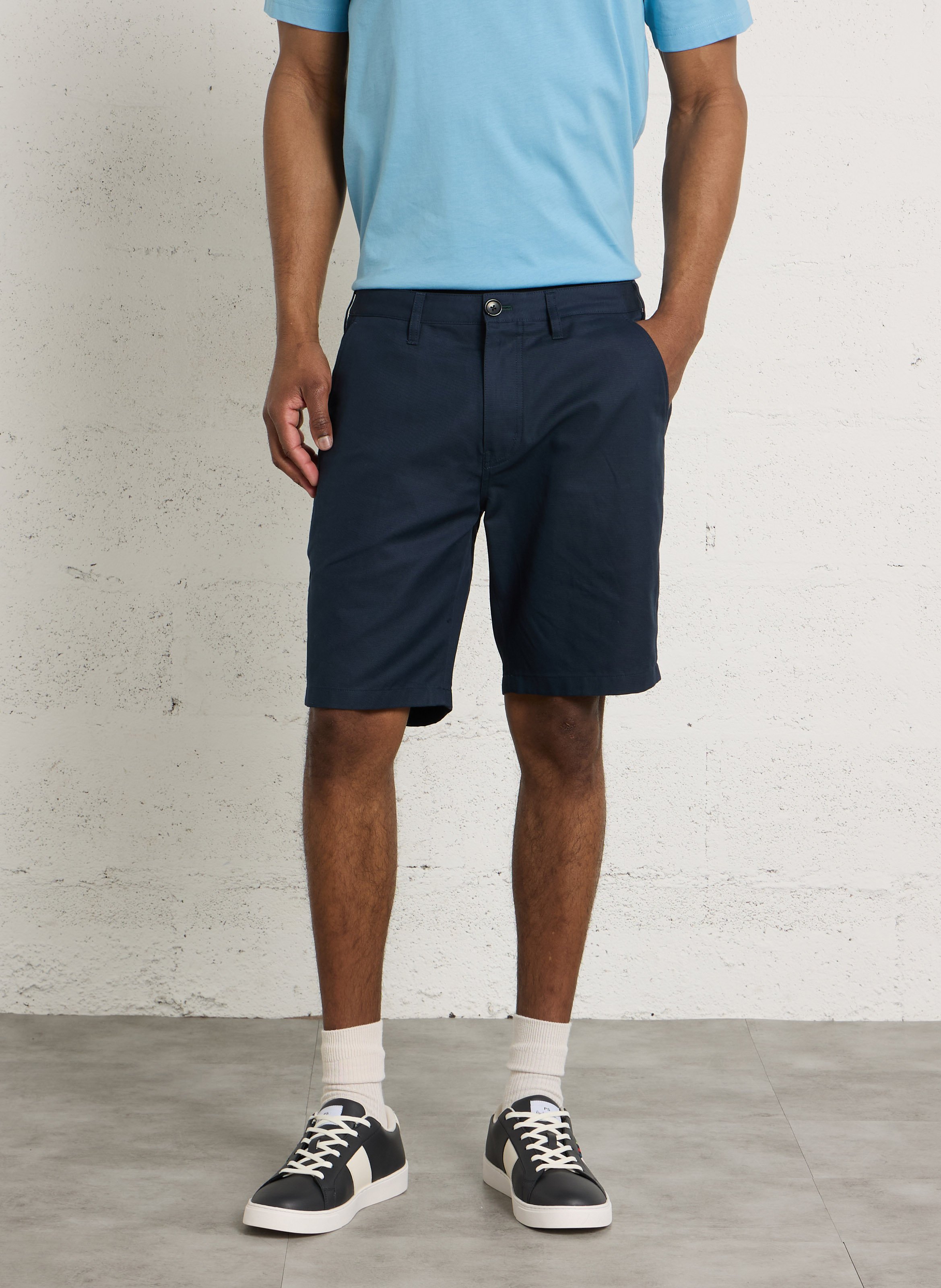 Short droit en coton et lin mélangé PAUL SMITH Bleu