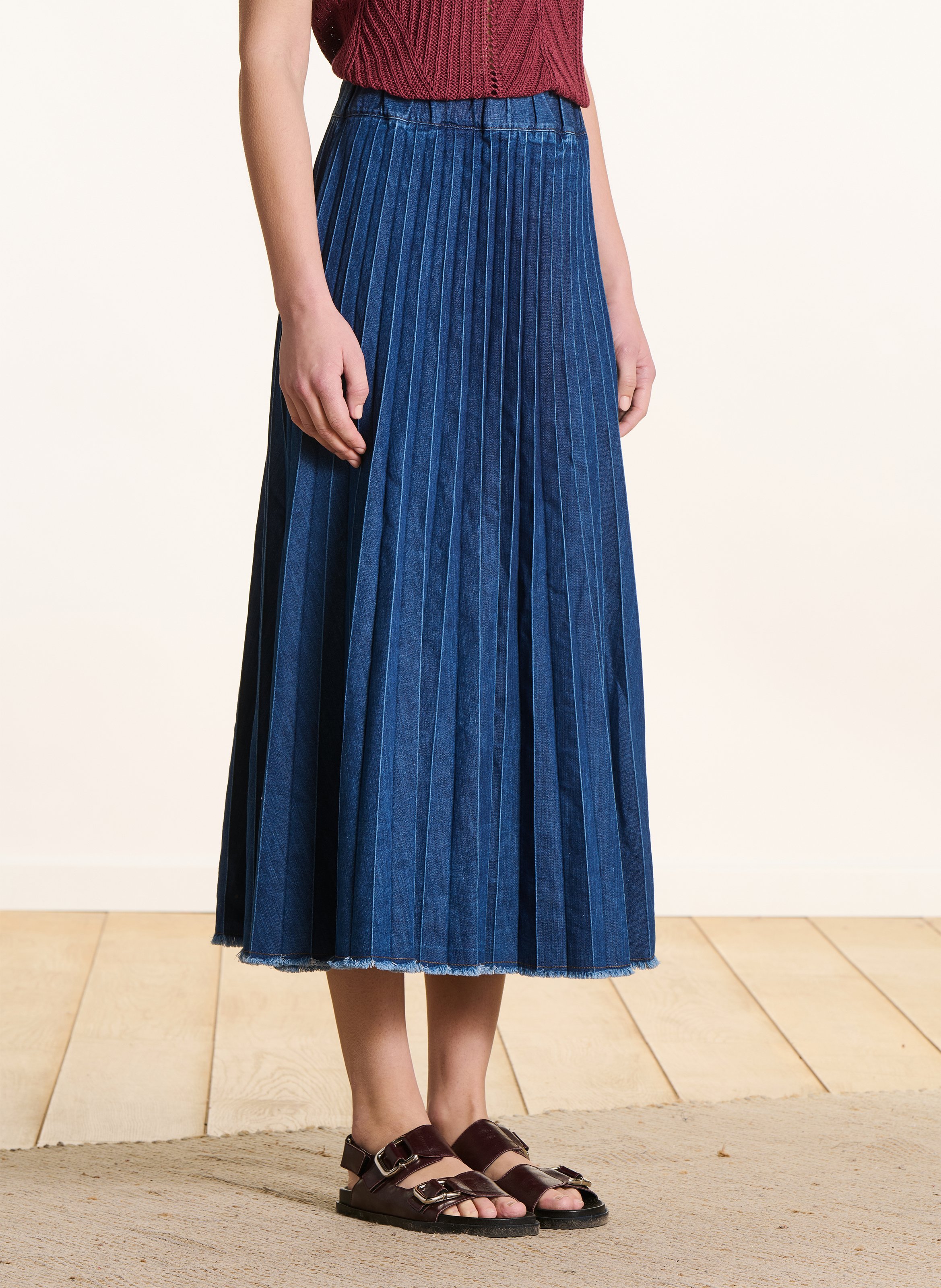 Jupe midi évasée en coton mélangé LA FEE MARABOUTEE