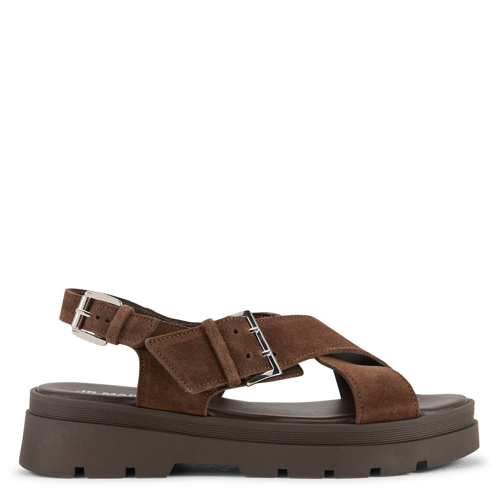 Sandales plates en cuir velours JB MARTIN Marron