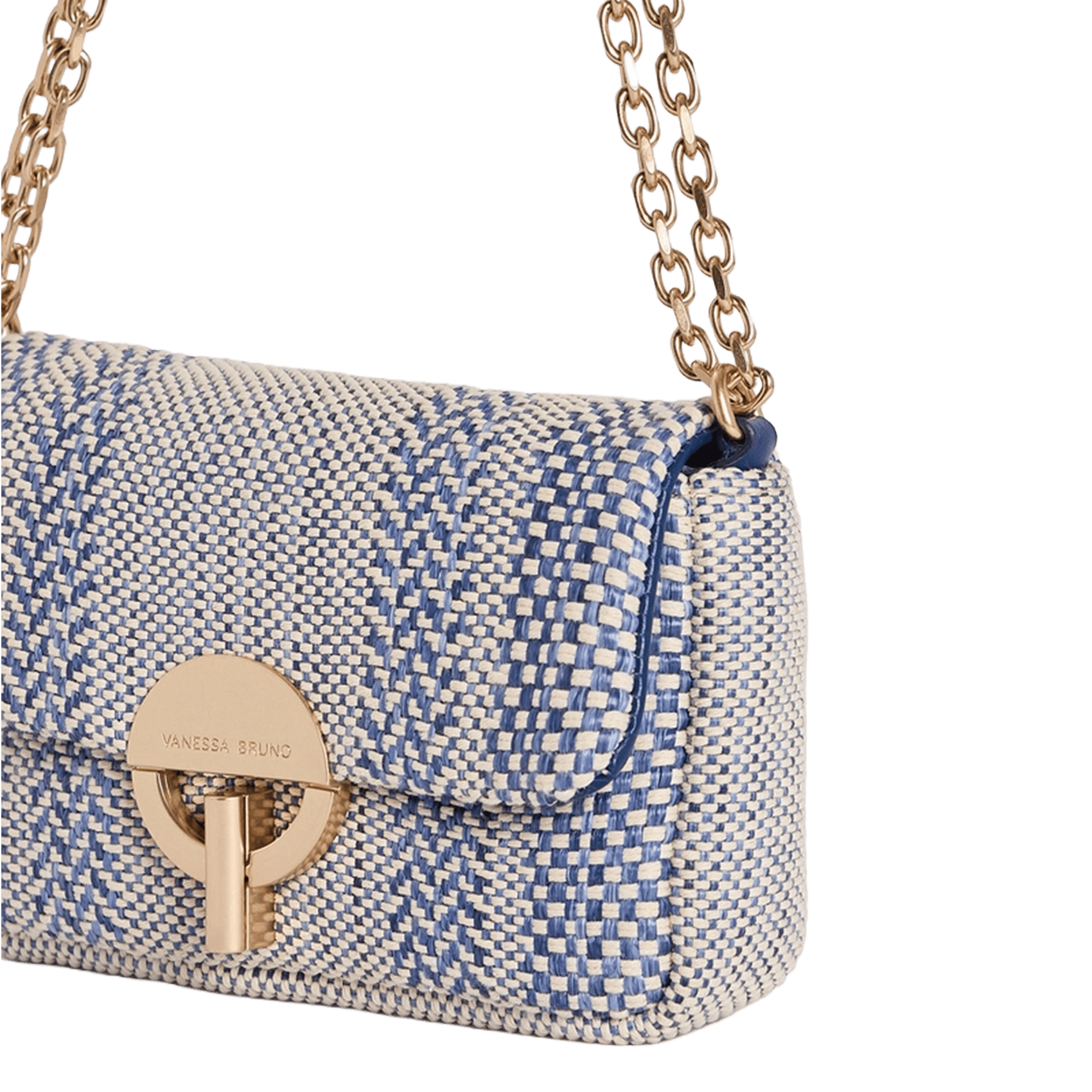 Woven leather flap shoulder bag VANESSA BRUNO Blue