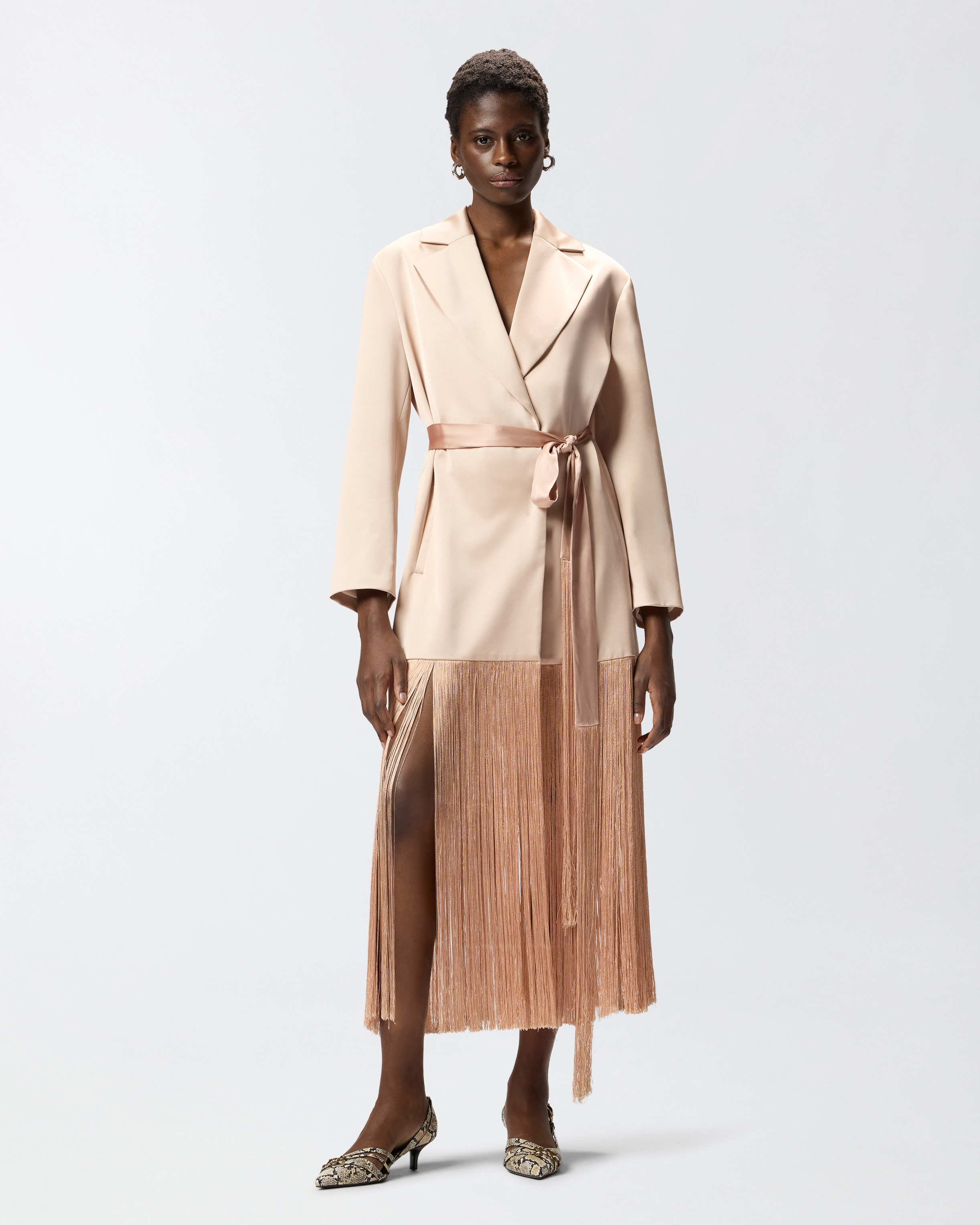 Trench en satin à franges PINKO Rose