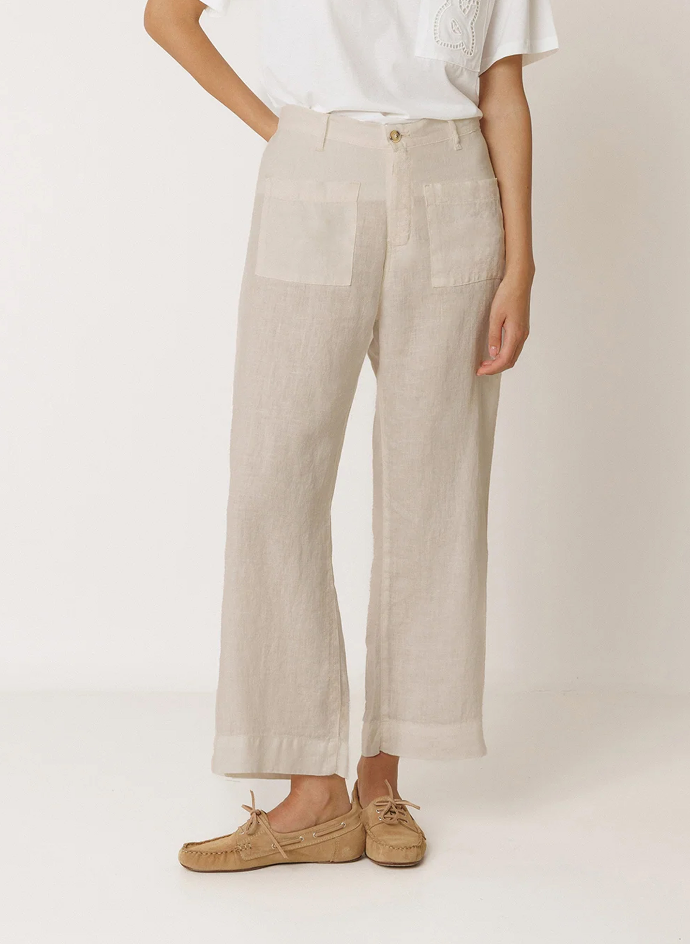 High-waisted wide-leg linen pants INDI & COLD