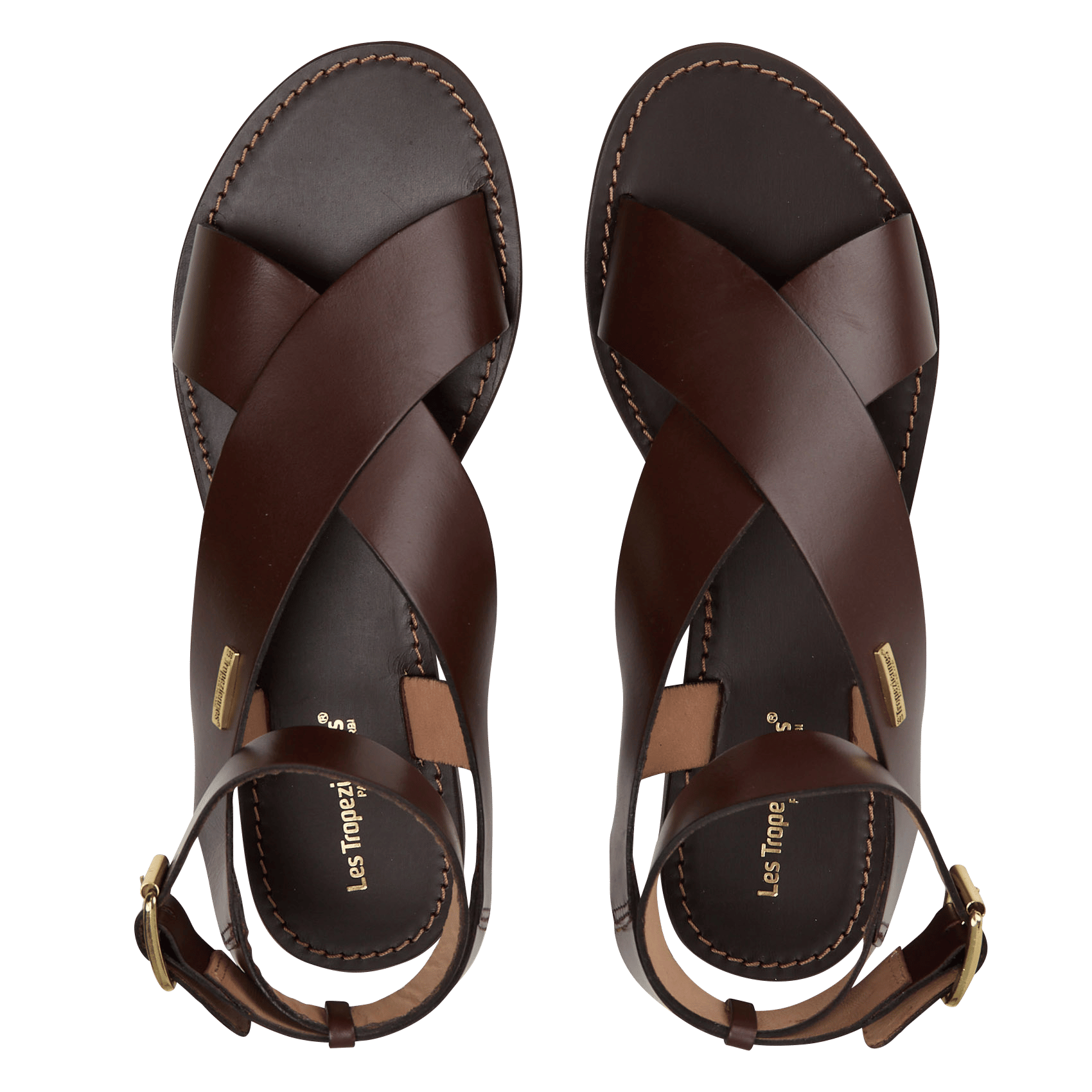 Avarca Berlin - Flache Ledersandalen mit Samt LES TROPEZIENNES PAR M.BELARBI Braun