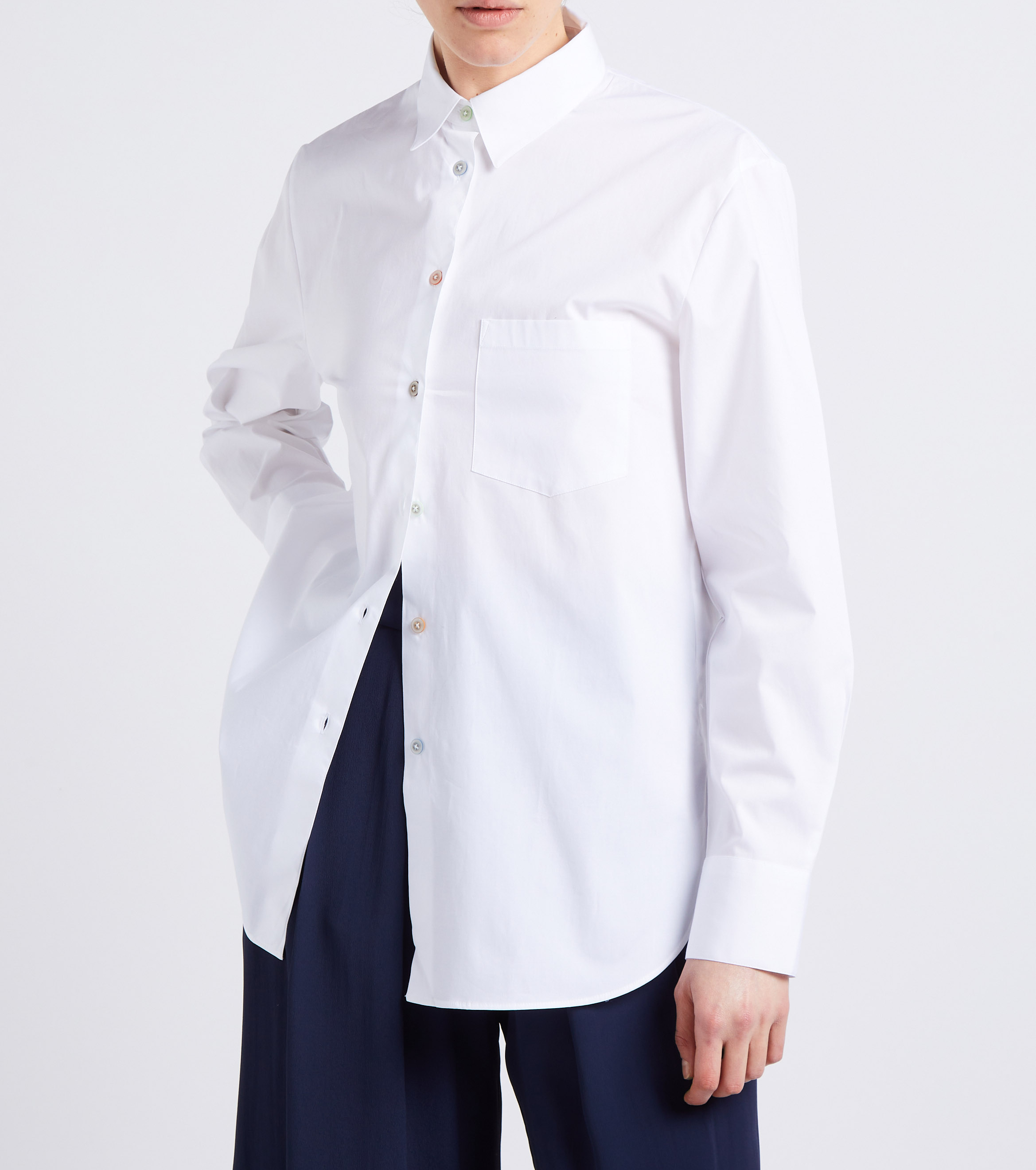 Bluse aus Baumwoll-Mix mit klassischem Kragen PAUL SMITH Weiss