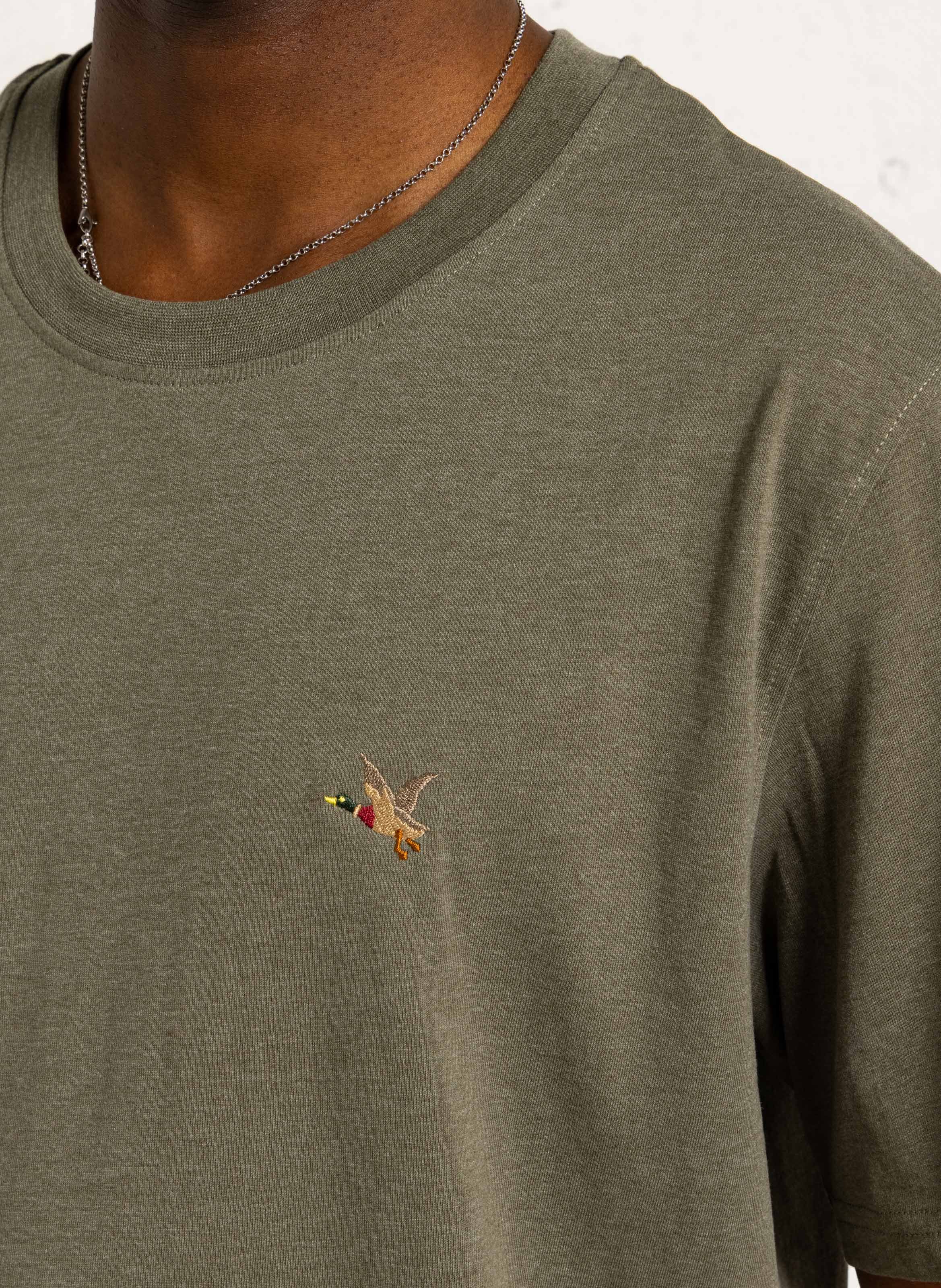 Tee-shirt droit col rond uni à logo brodé CHEVIGNON Kaki