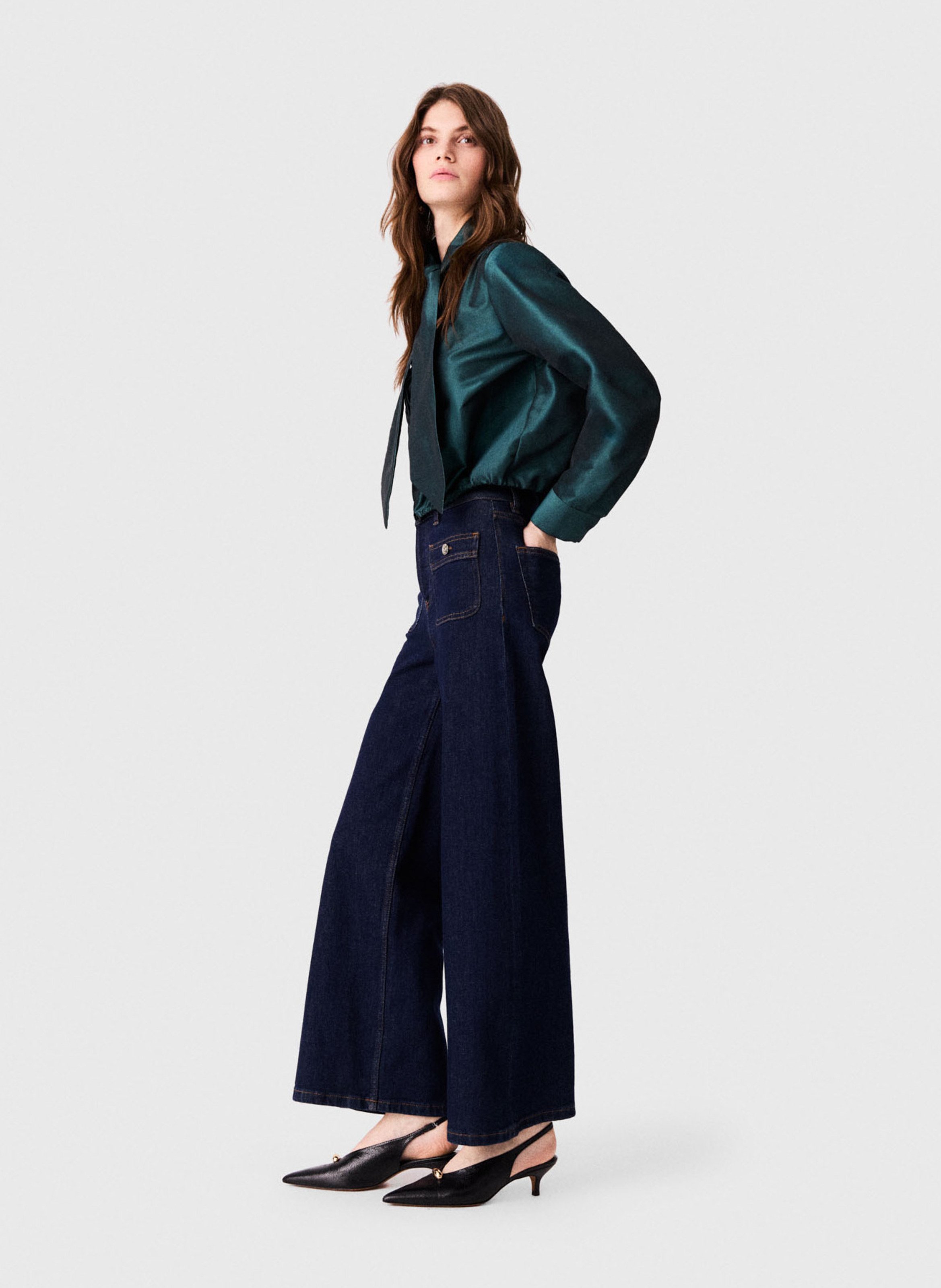 Blouse droite col à nouer MAJE Vert