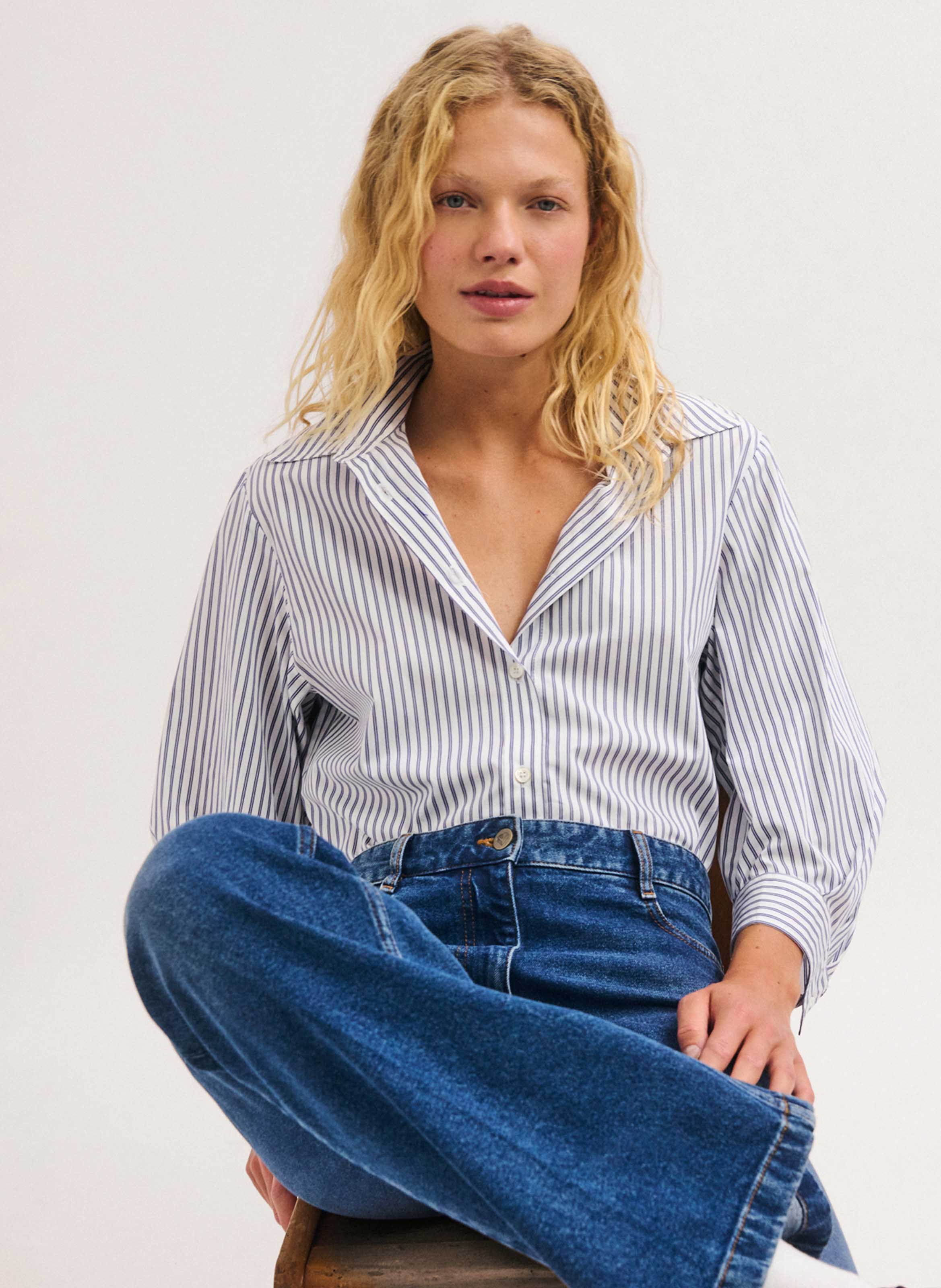 Cotton shirt with classic collar PABLO Blue