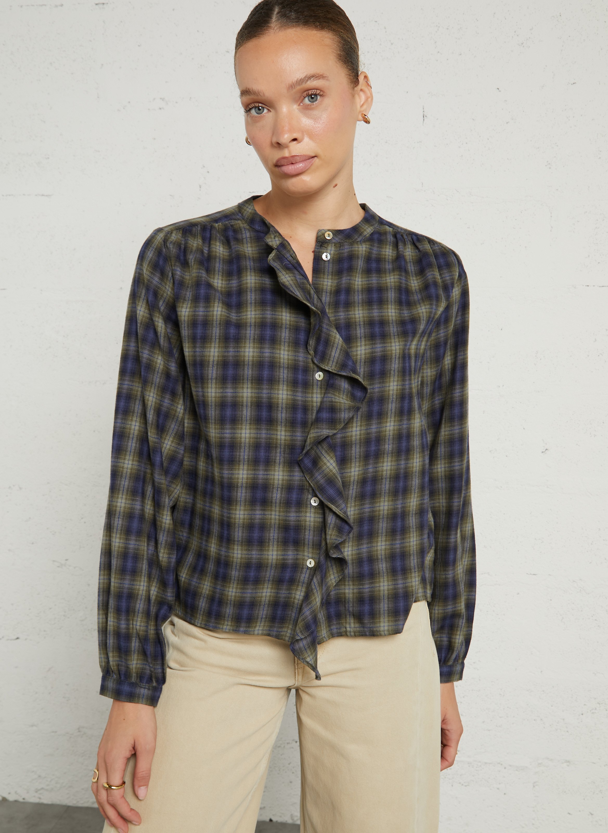 Round neck shirt in cotton JC SOPHIE Blue