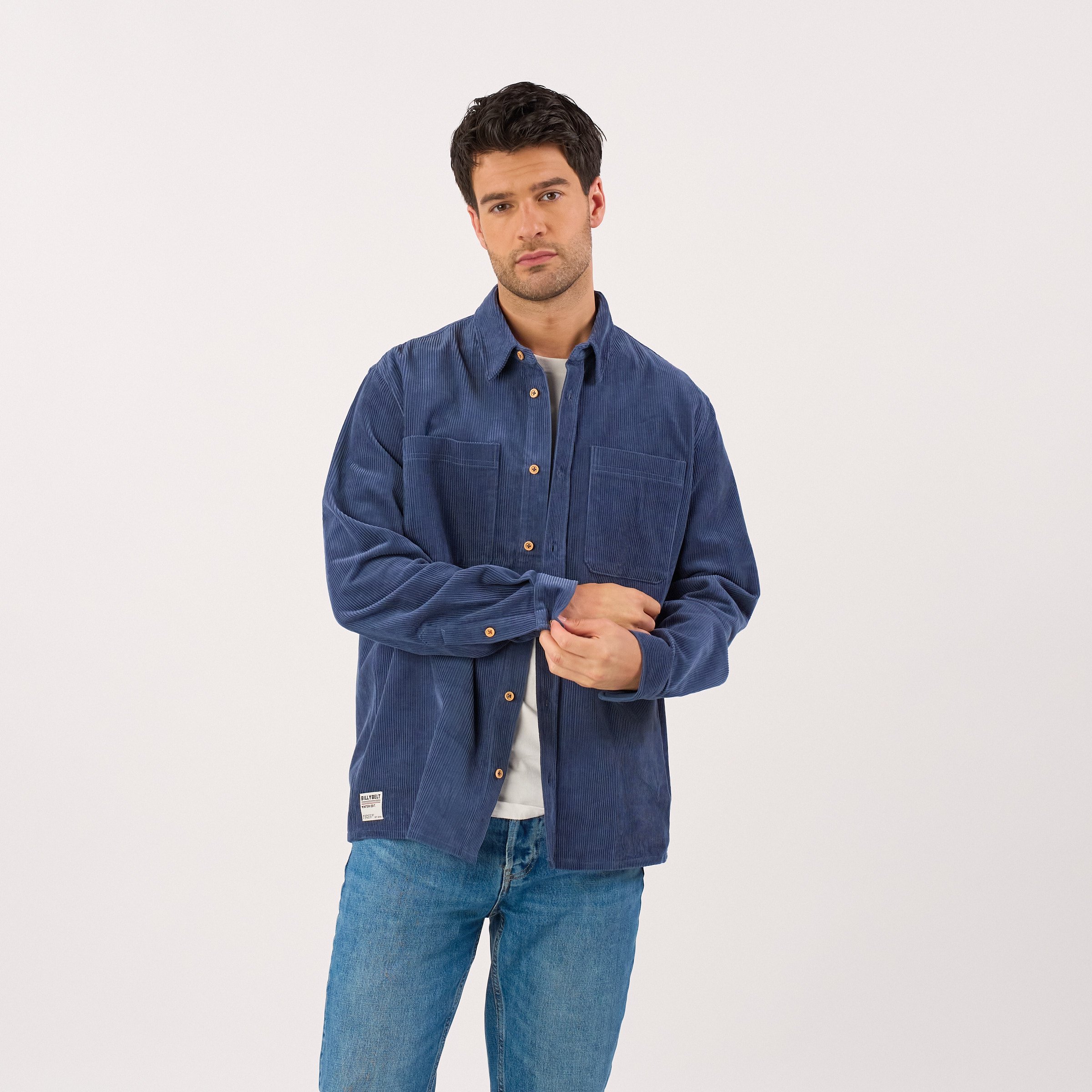 Oversized velvet overshirt | Blue BILLYBELT Men