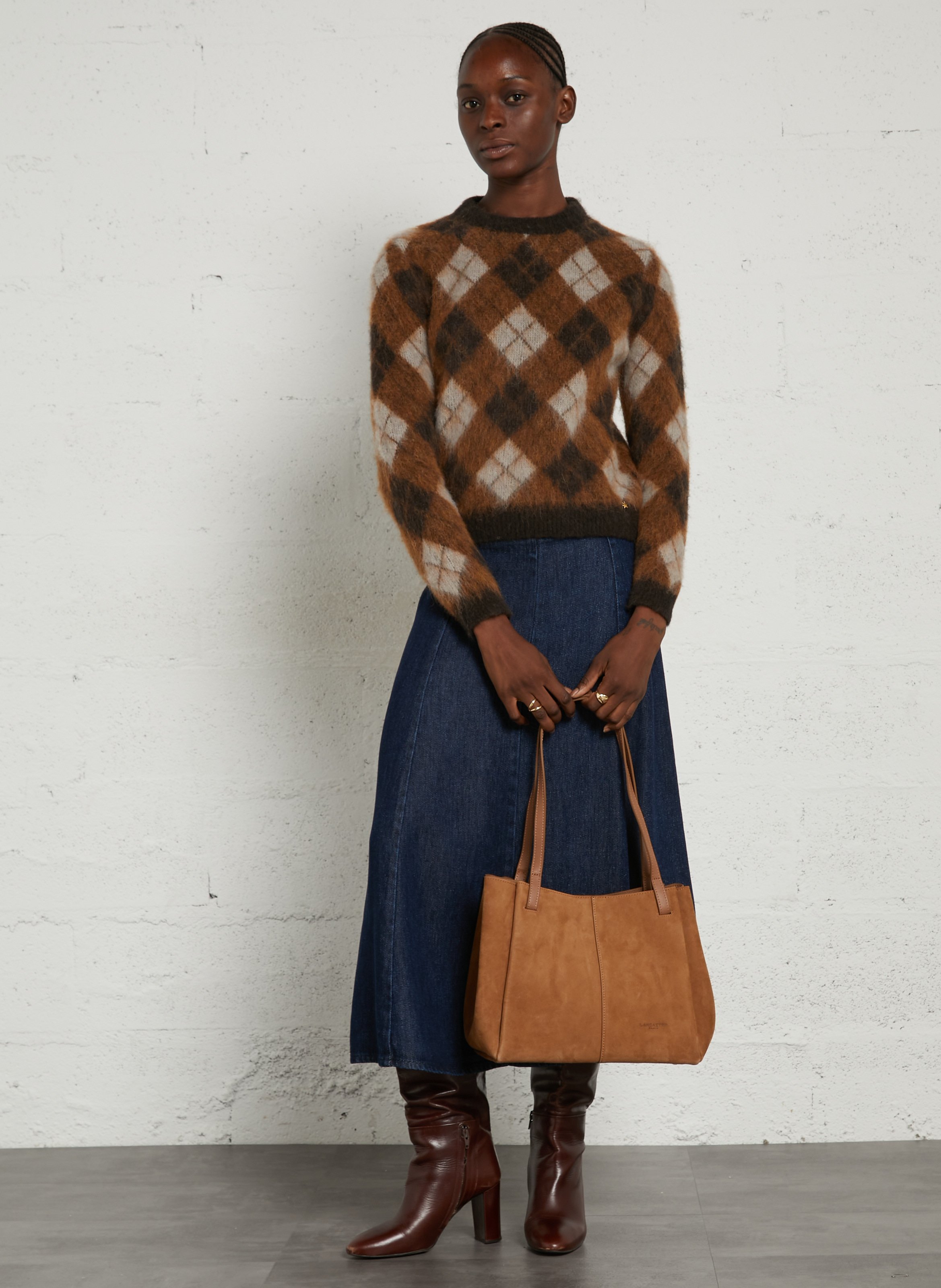 Leather shoulder bag LANCASTER PARIS Brown