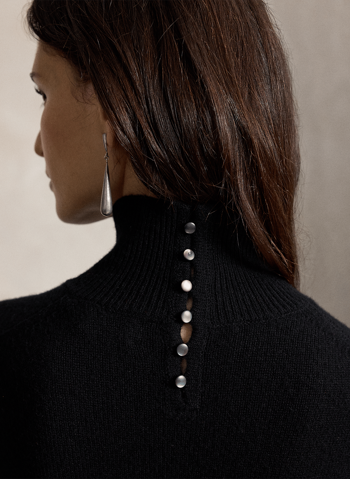 Robe midi à col roulé en laine POLO RALPH LAUREN Noir