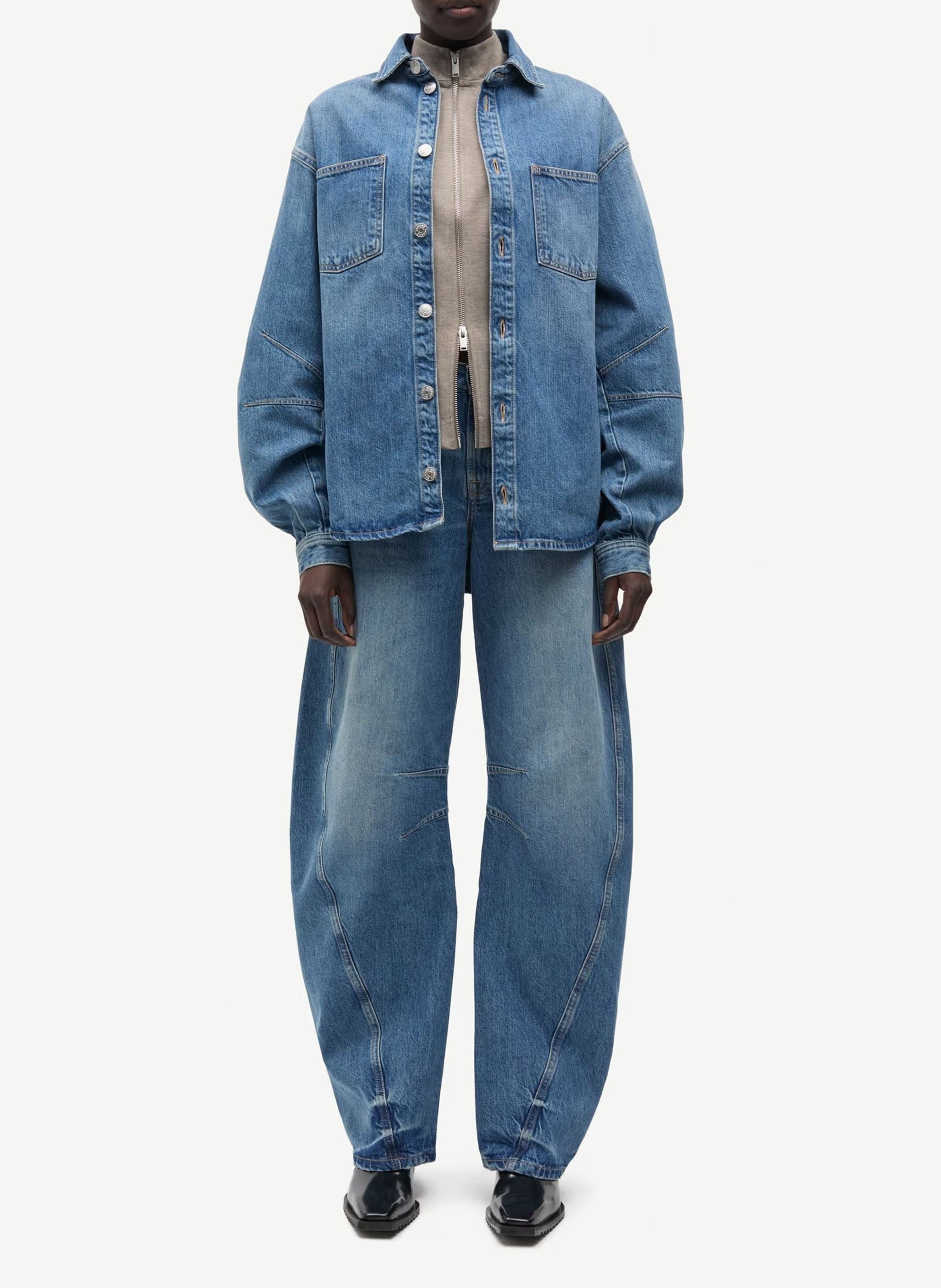 Chemise en jean oversize col classique en coton SAMSOE SAMSOE Bleu