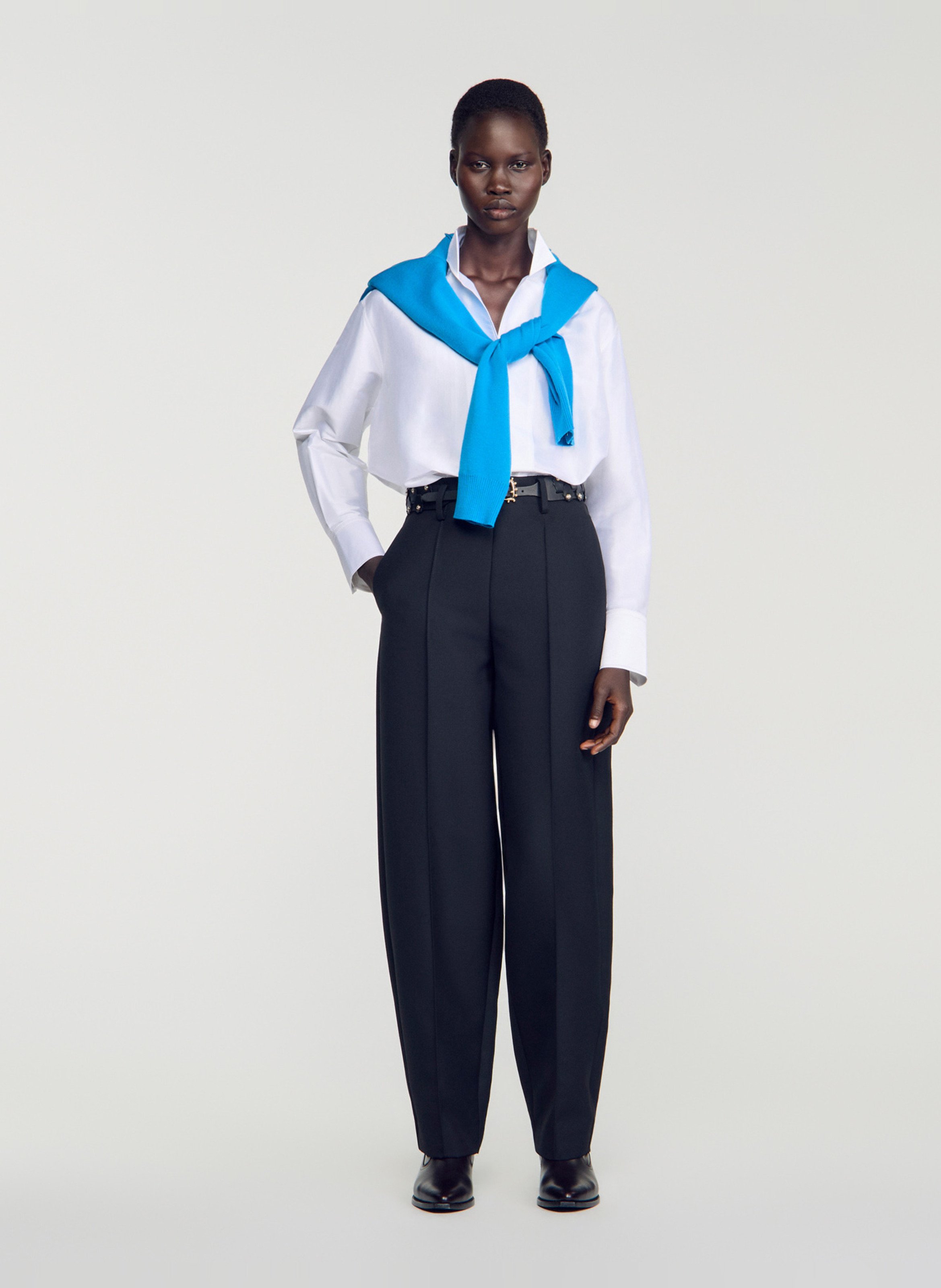 Pantalon taille haute droit uni SANDRO Noir