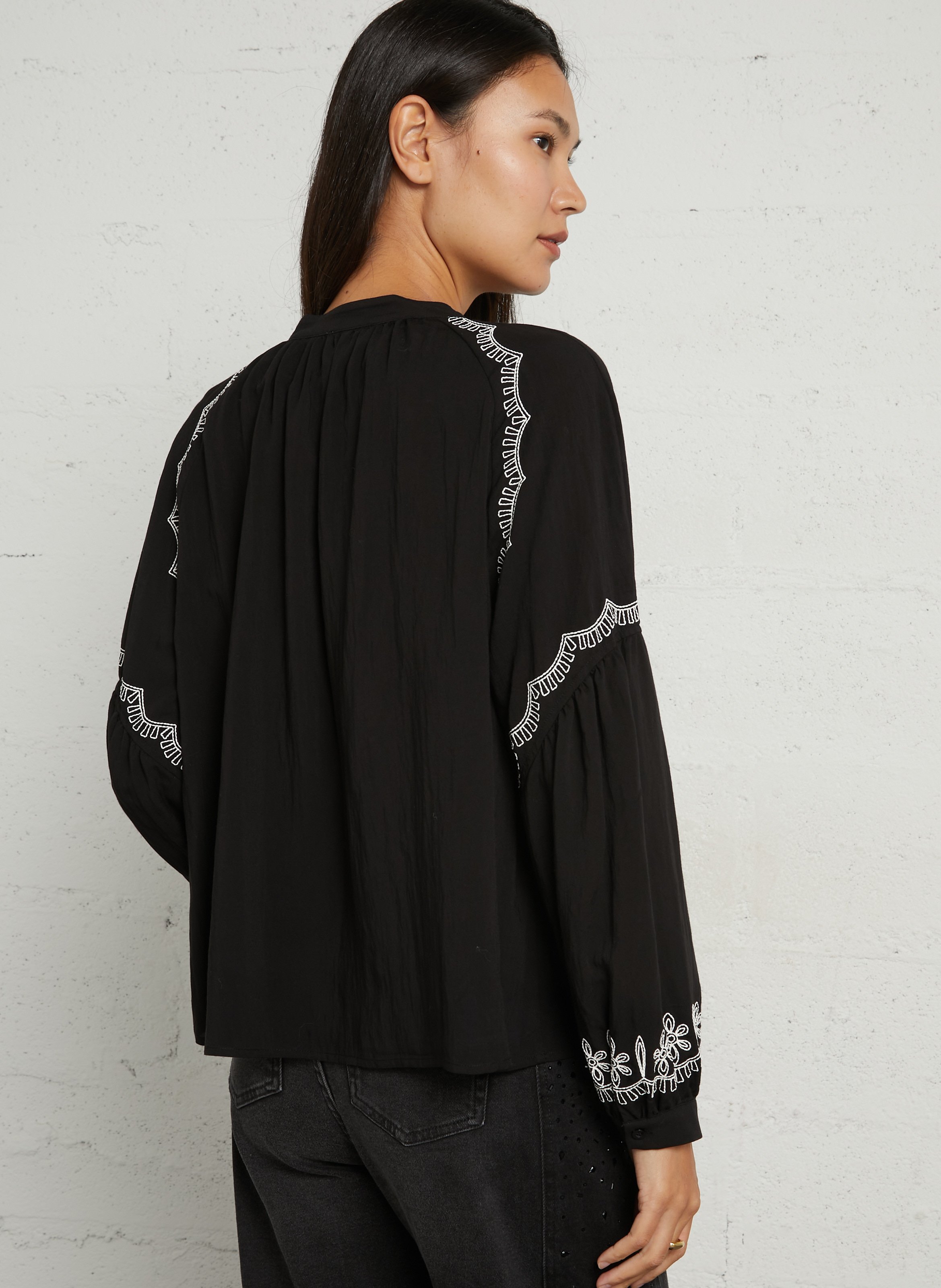 Blouse ample brodée THE KORNER Noir