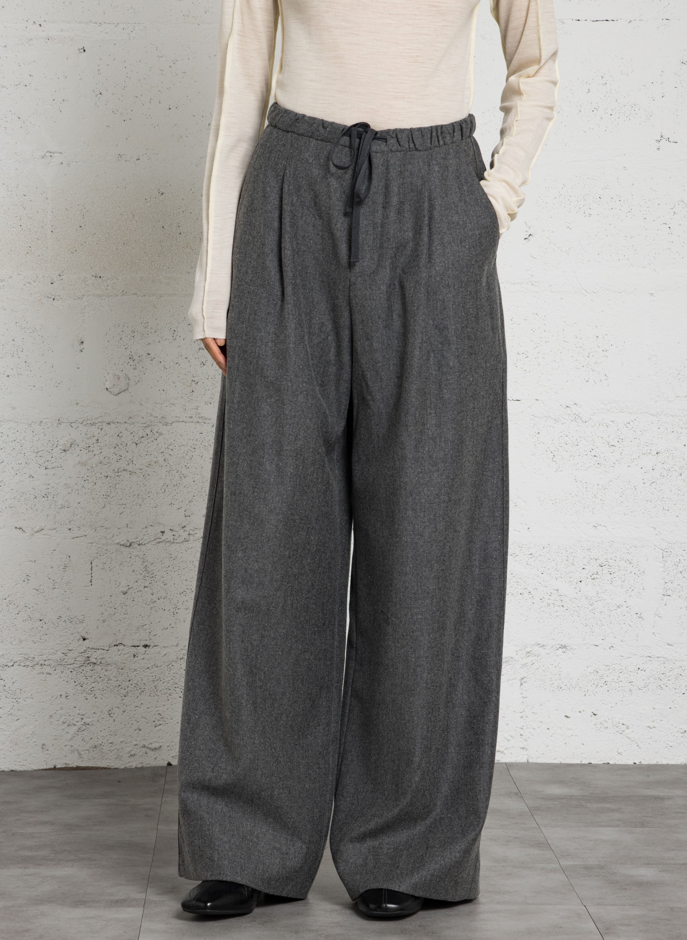 Pantalon ample en laine mélangée SOEUR Gris