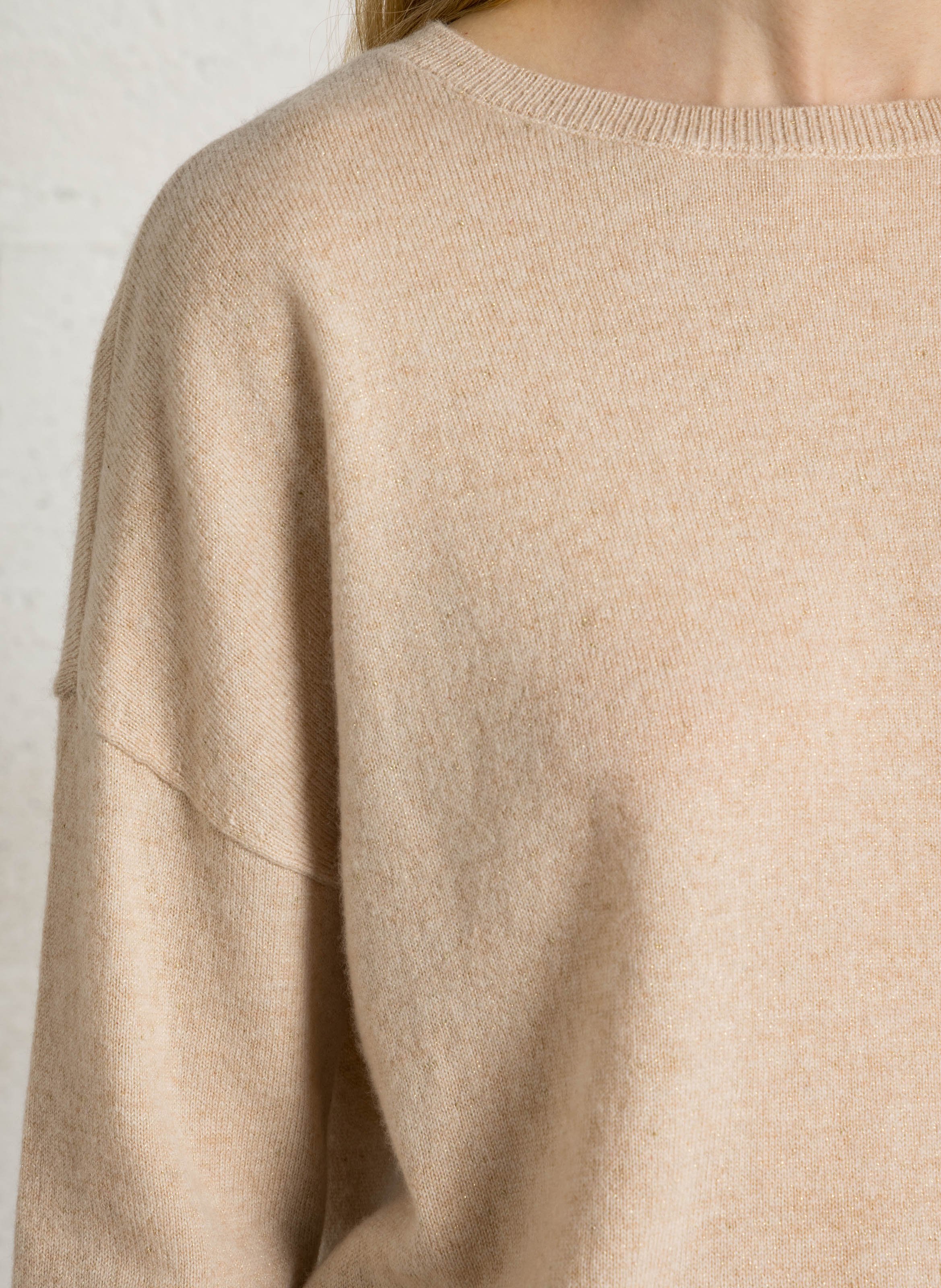 Pull ample col rond en cachemire métallisé SUD EXPRESS Beige