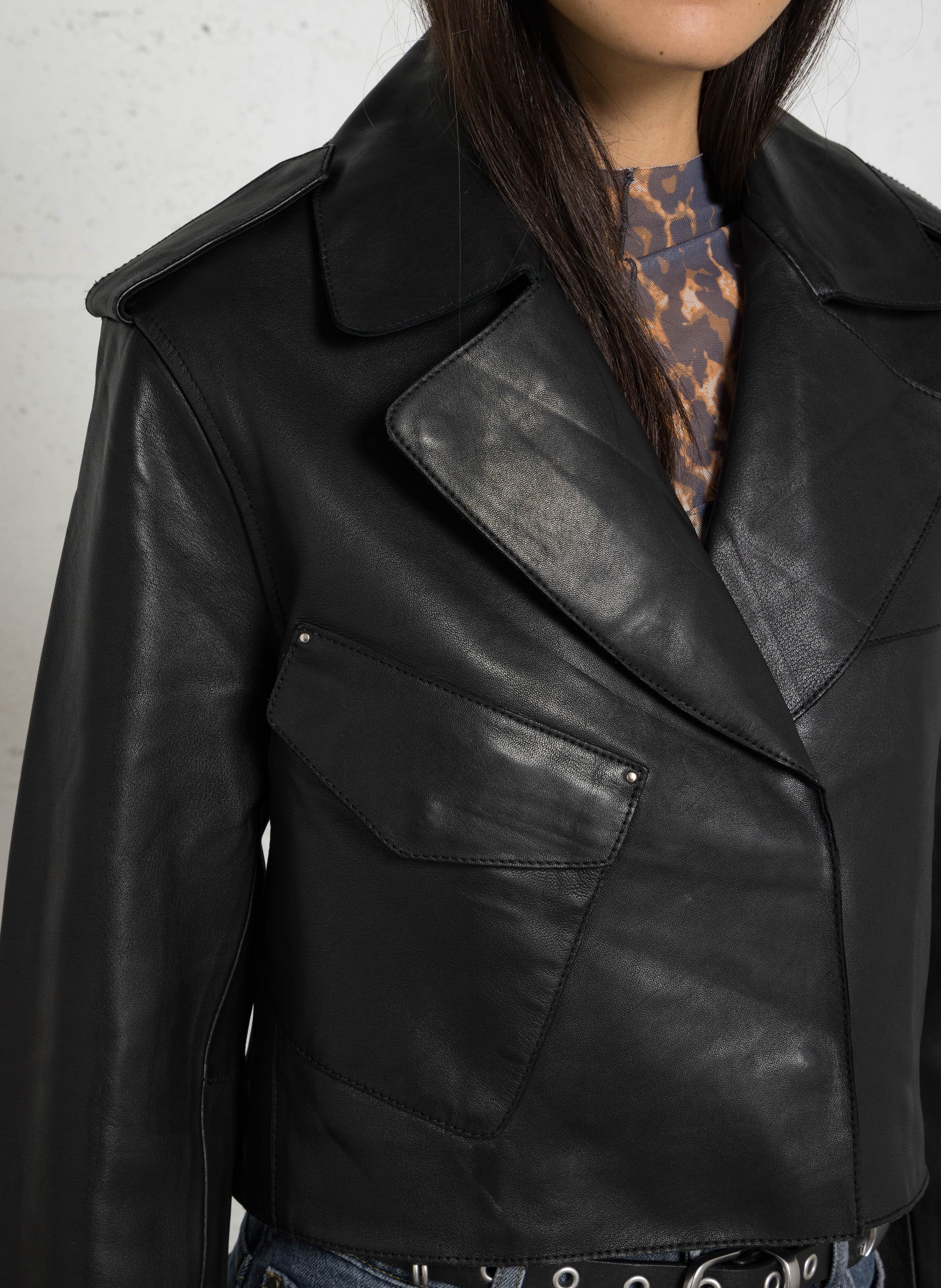 Veste oversize en cuir  IKKS Noir