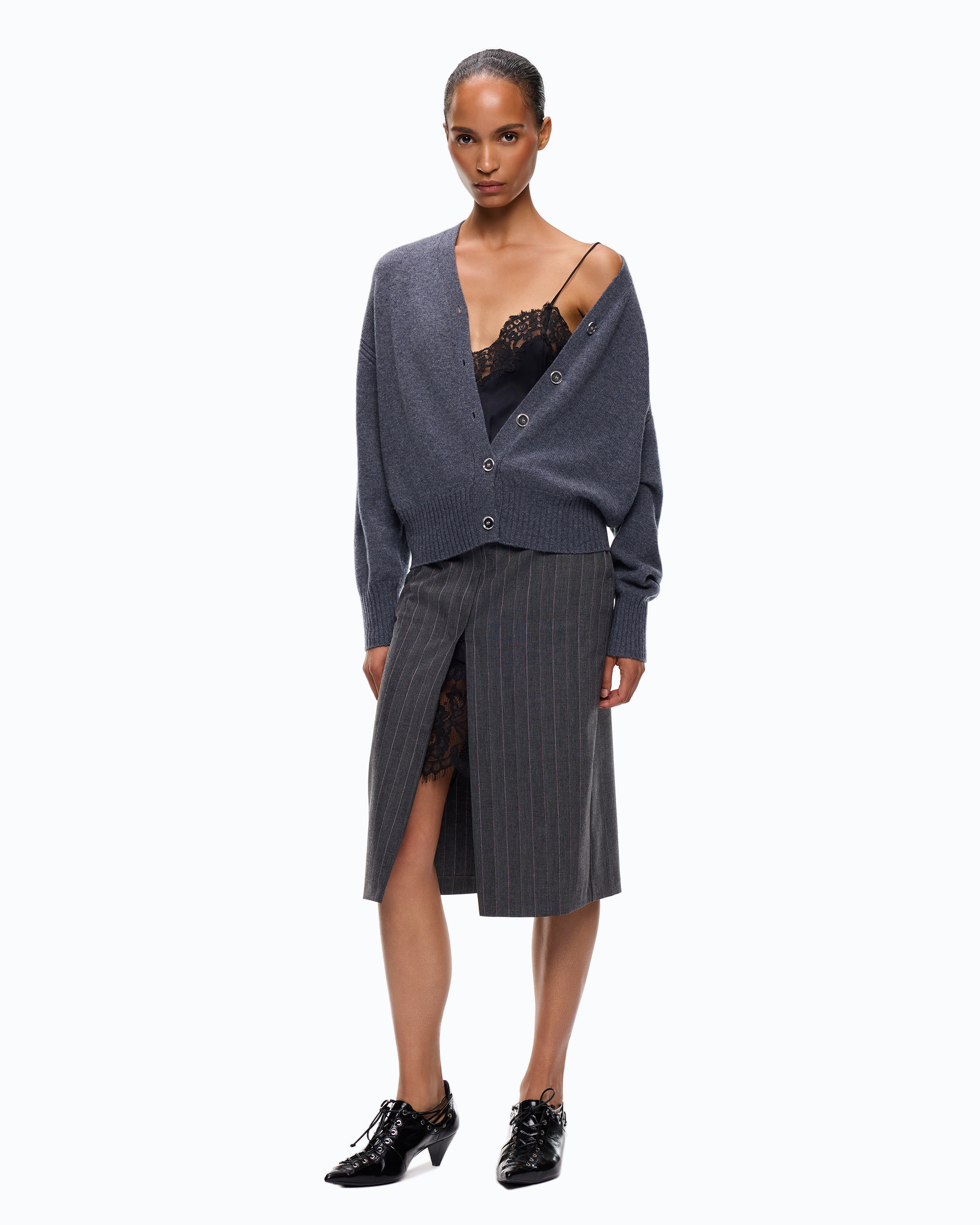 Cardigan en laine et cachemire PINKO Gris