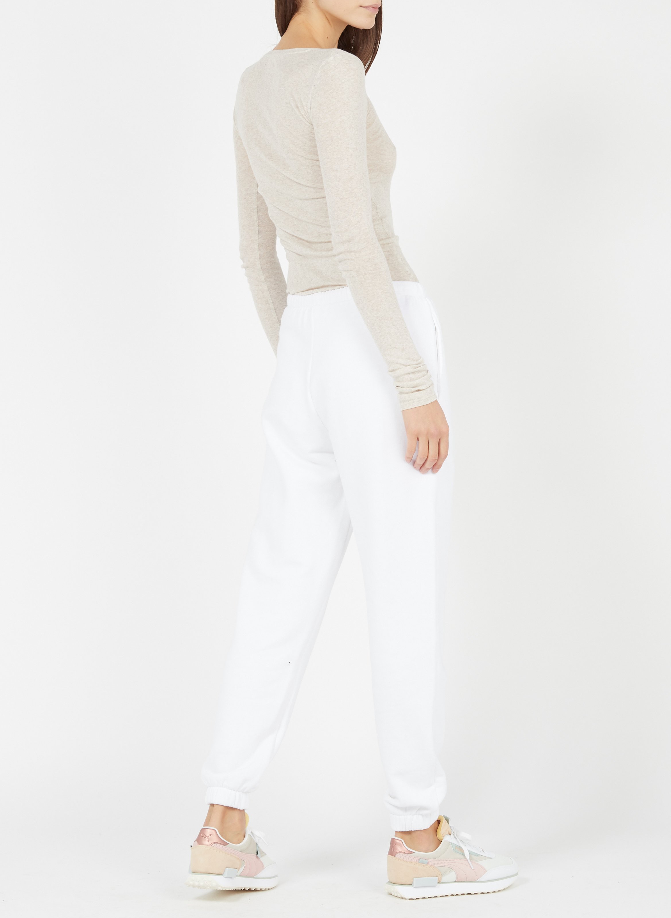 Tee-shirt moulant à col rond en coton AMERICAN VINTAGE Beige