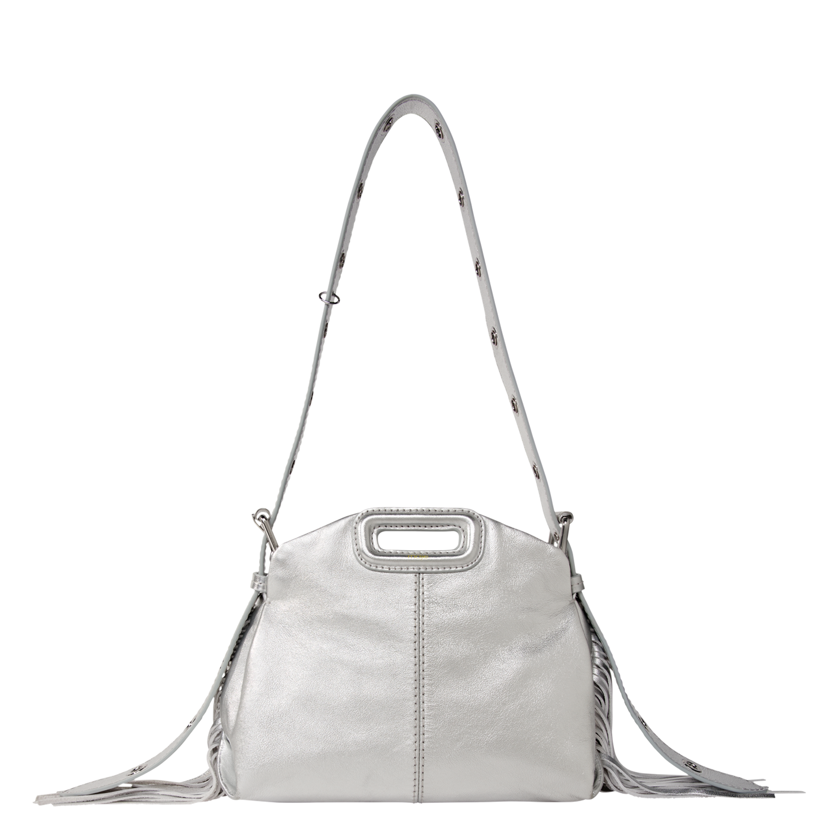 Smooth leather shoulder bag MAJE Silver