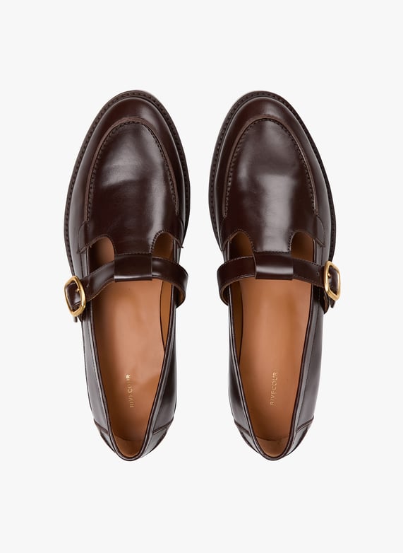 Printed Leather Derby Shoes Ebene Rivecour Women 84 04 EBENE Place des Tendances Europe