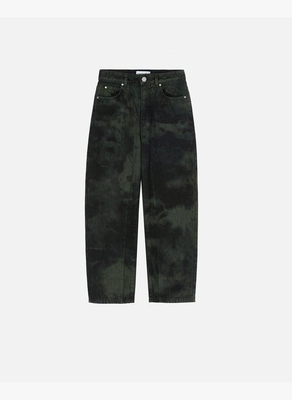 Jean loose a motif tachete noir Multicolore