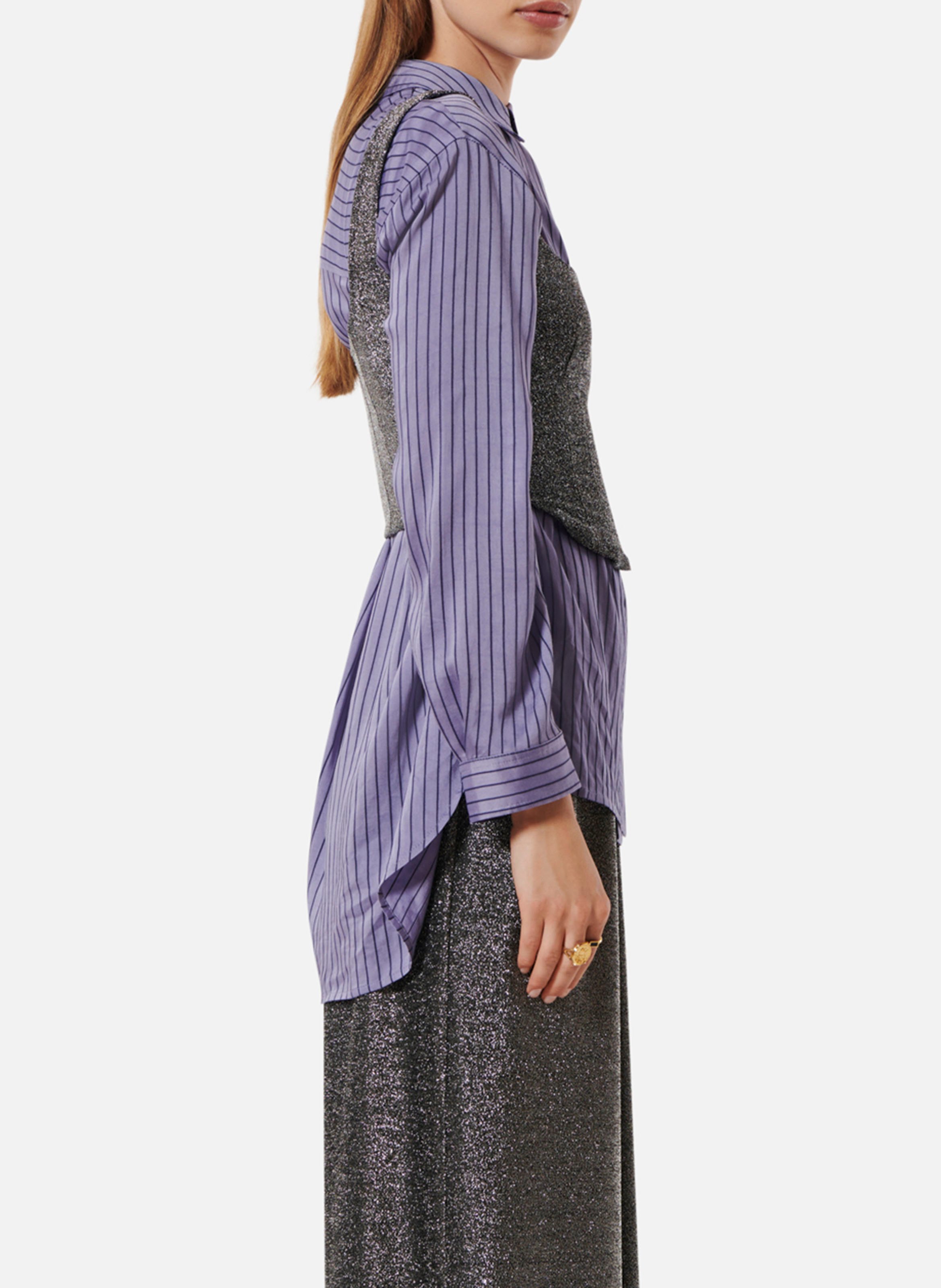 Aansluitende top met vierkante halslijn en pailletten KARMA KOMA Zilver