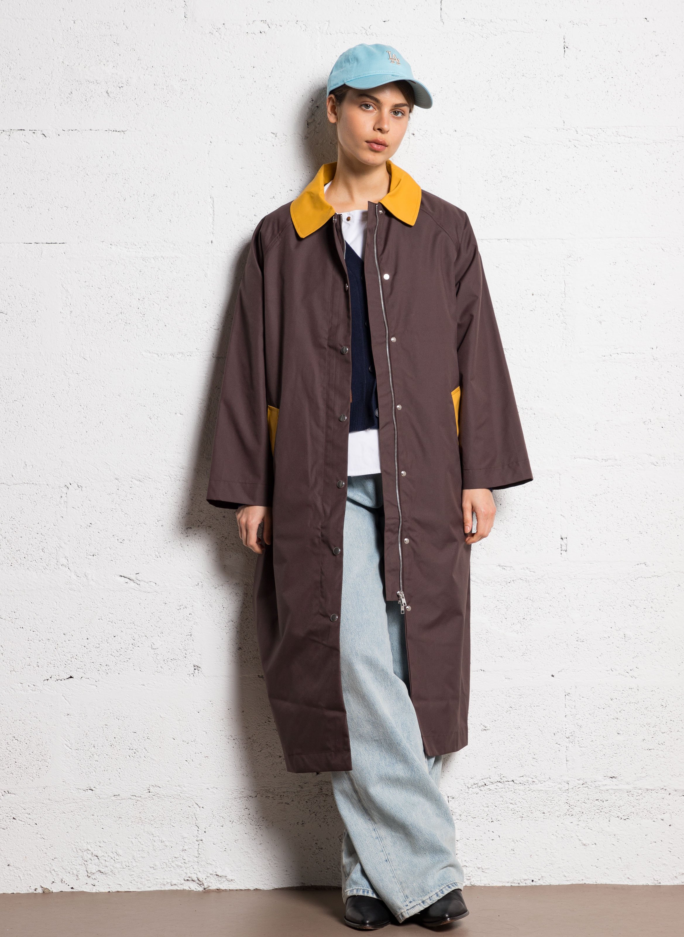 Gilet col V en coton mélangé THE TINY BIG SISTER Bleu