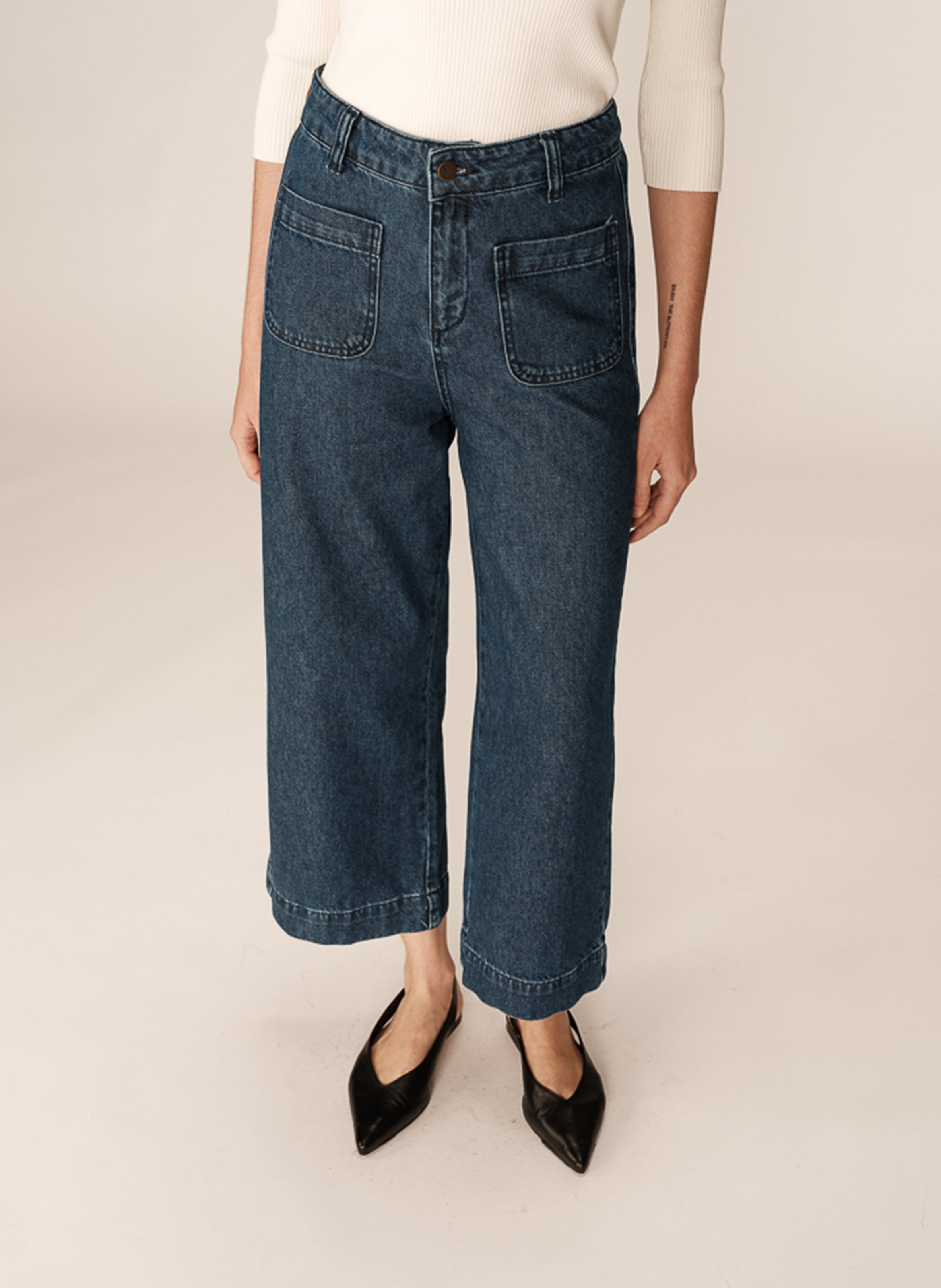 Wide leg cotton jeans GRACE ET MILA Blue