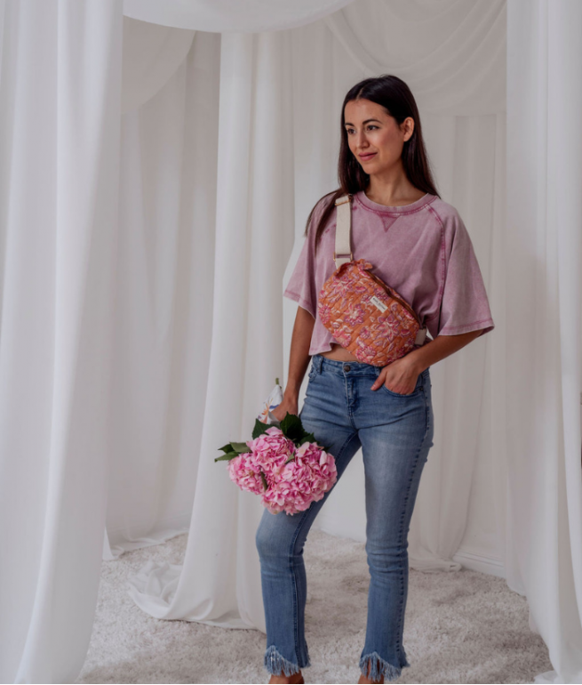 Printed canvas waist bag BINDI ATELIER Orange