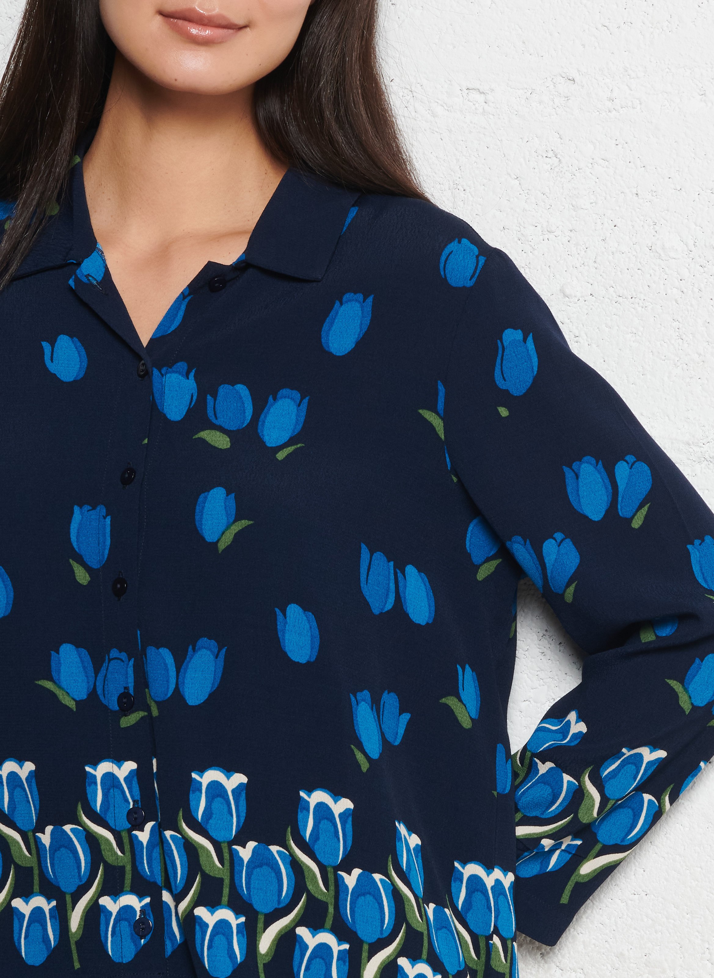 Flowing straight-cut shirt NICE THINGS Blue