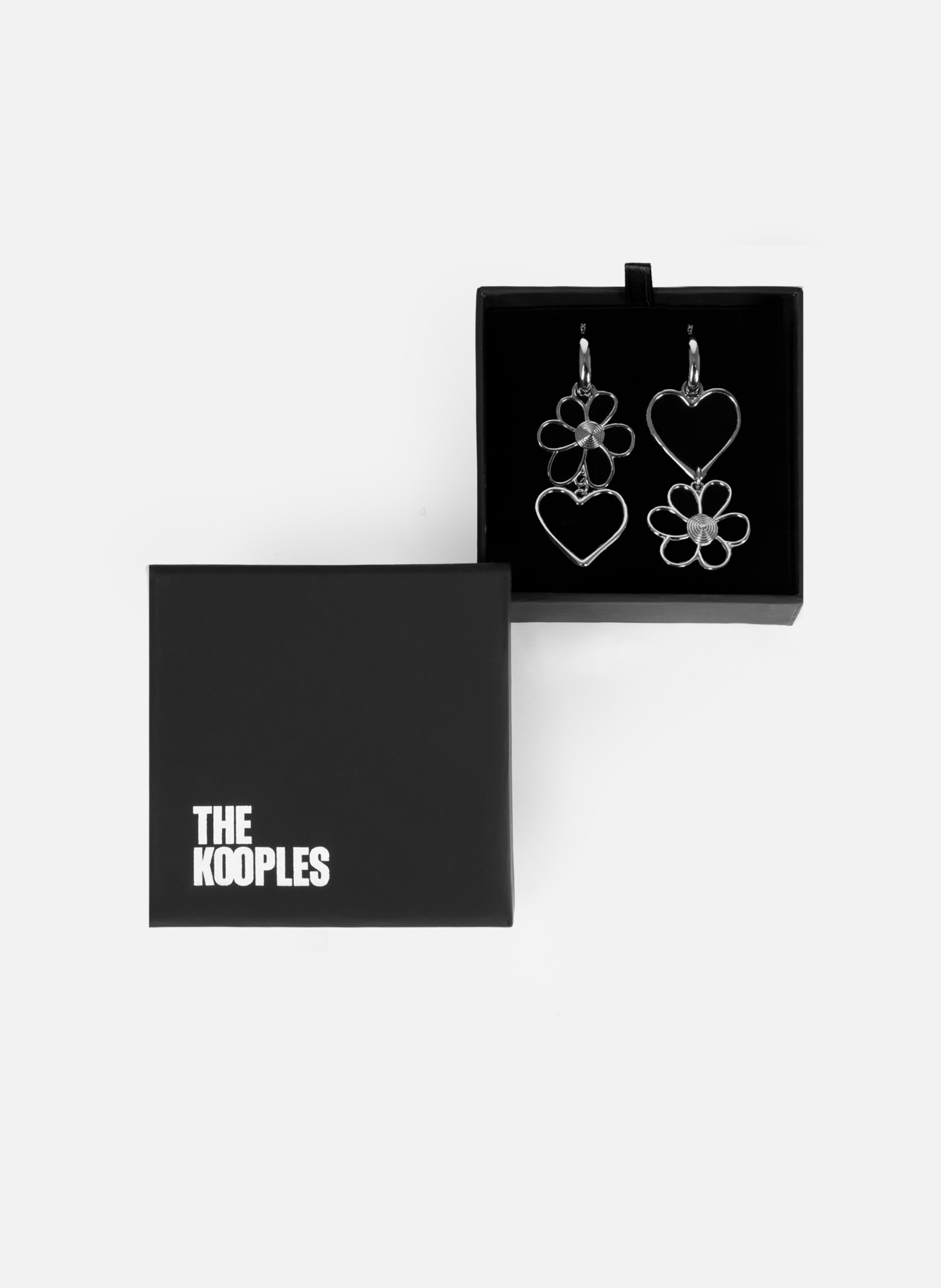 Heart and flower earrings THE KOOPLES Grey