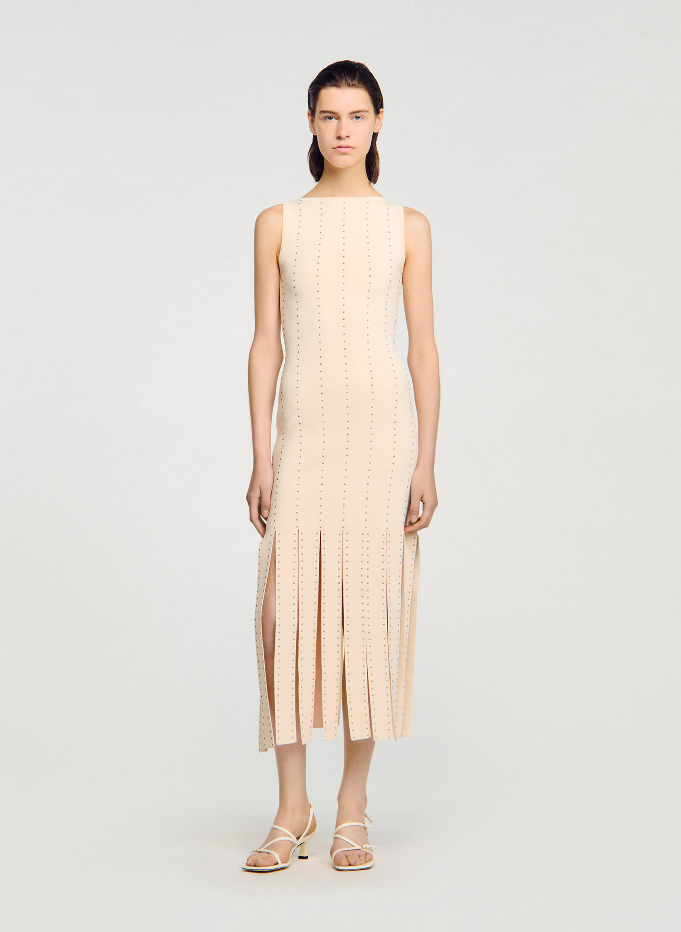 Robe longue col bateau  SANDRO Blanc